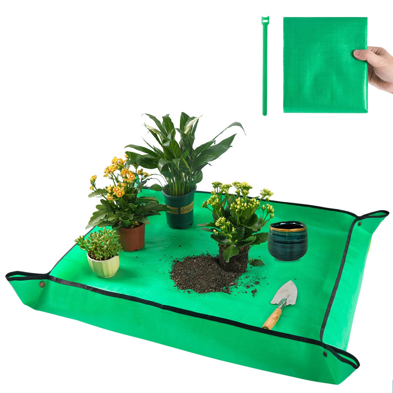 Onlysuki 39.5" X 31.5" Large Repotting Mat for Indoor Plant Transplanting and Dirt Control - Portable Potting Tray for Gardening Lovers