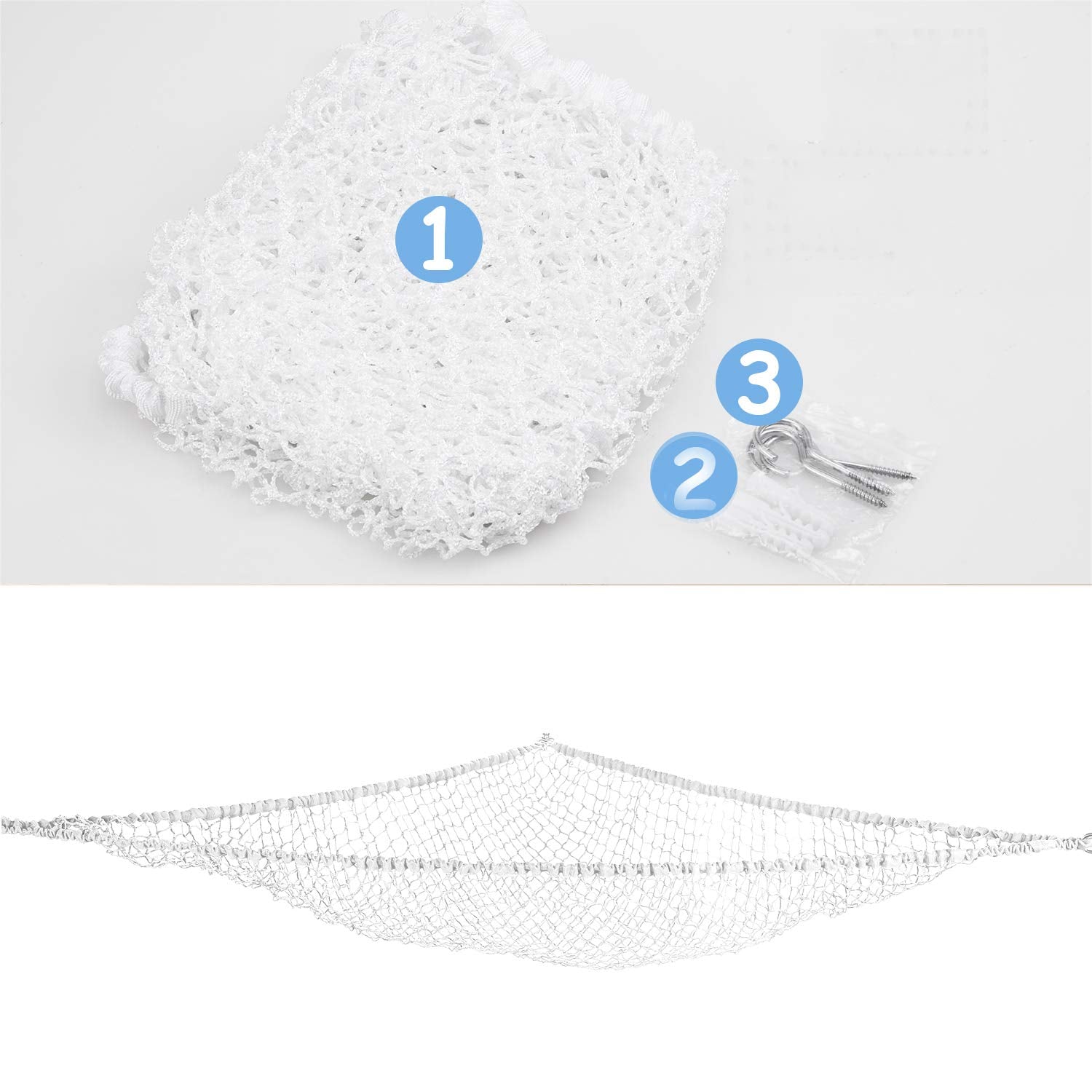 Stuffed Animal Hammock, Toy Hammock Storage Net, LXUNYI Mesh Toy Net Holder Jumbo Wall Corner Giant Baby Kids Children Stuff animals Hammocks Net Organizer for Bedroom (White, 70 inch)