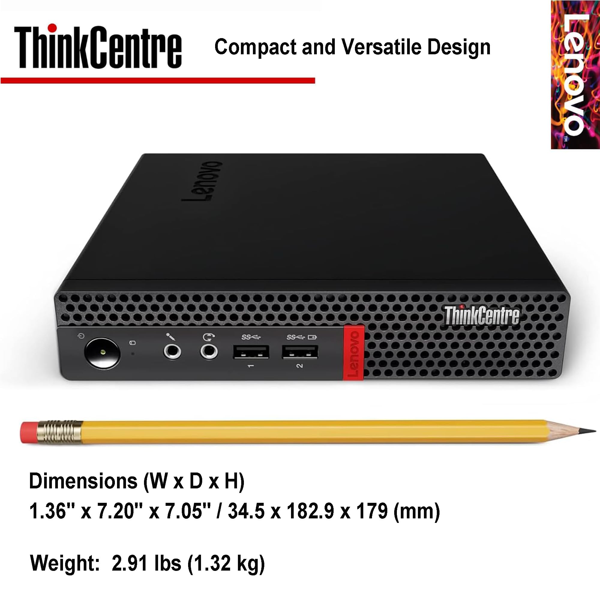 Lenovo ThinkCentre Micro Desktop, 16GB DDR4 RAM, 1TB SSD Drive, AMD Processor & Graphics, Dual-Display Support, Wi-Fi, Bluetooth, USB, RJ-45, Windows 11 Pro, Business-Grade, Home-Friendly
