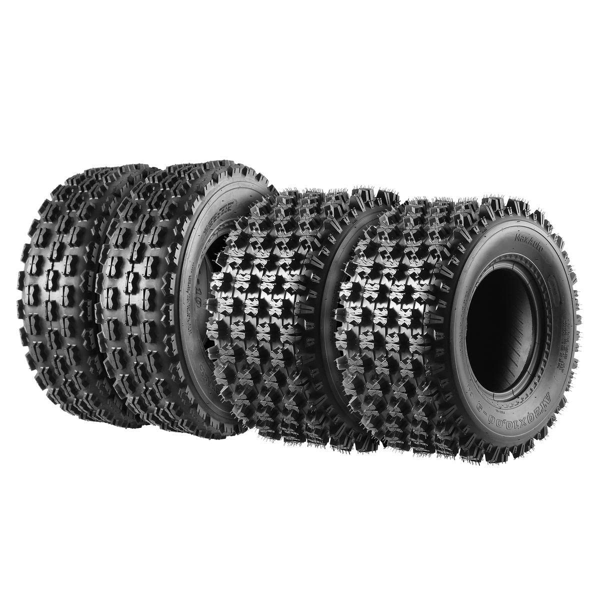 MaxAuto Set of 4 Sport ATV Tires 22x7-10 Front & 20x10-9 Rear UTV Tires 4PR 22x7x10 ATV Quad Tires - 10077/10081
