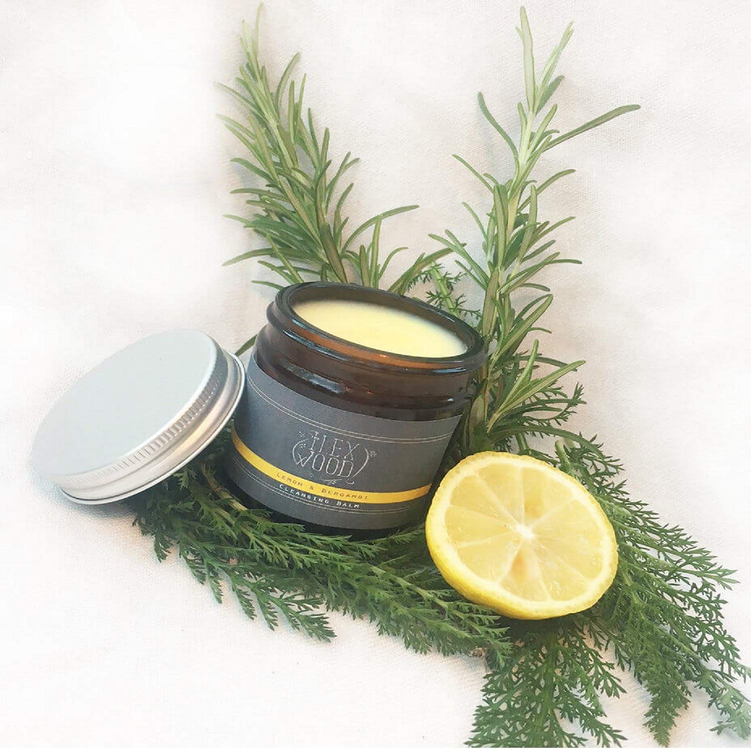 The Ilex Wood - Lemon and Bergamot Cleansing Balm - Face Care Cleansing, Moisturising and Make up Remover. 100% Natural, Vegan, Cruelty Free, Plastic Free, Handcrafted in the UK - 60ml