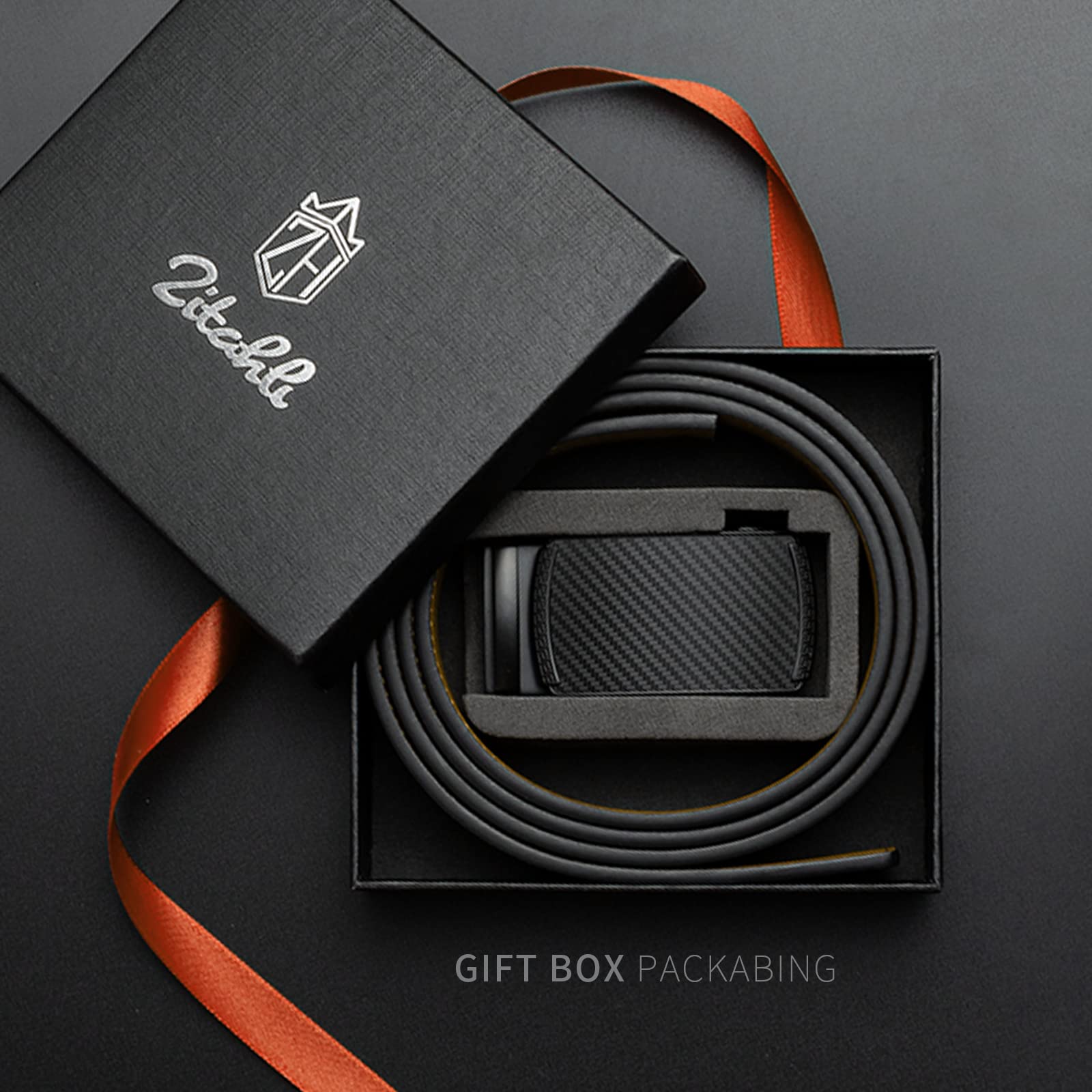 Zitahli Ratchet Belt for Men,Upgraded Tail Hidden Design mens belt Leather for Dress Pant Shirt Oxfords,Micro Adjustable 26"-32"