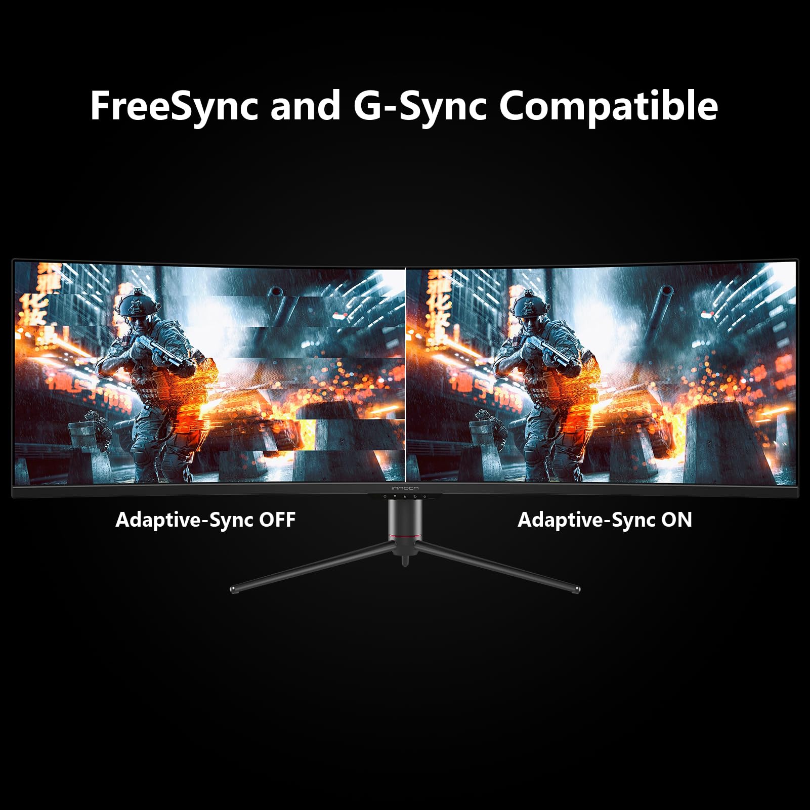 INNOCN 49" Curved Gaming Monitor 144Hz Ultrawide 32:9 WDFHD 3840 x 1080P, R1800, 99% sRGB, HDR400, USB Type C, DisplayPort, HDMI, Built-in Speakers, Height/Tilt Adjustable - 49C1G