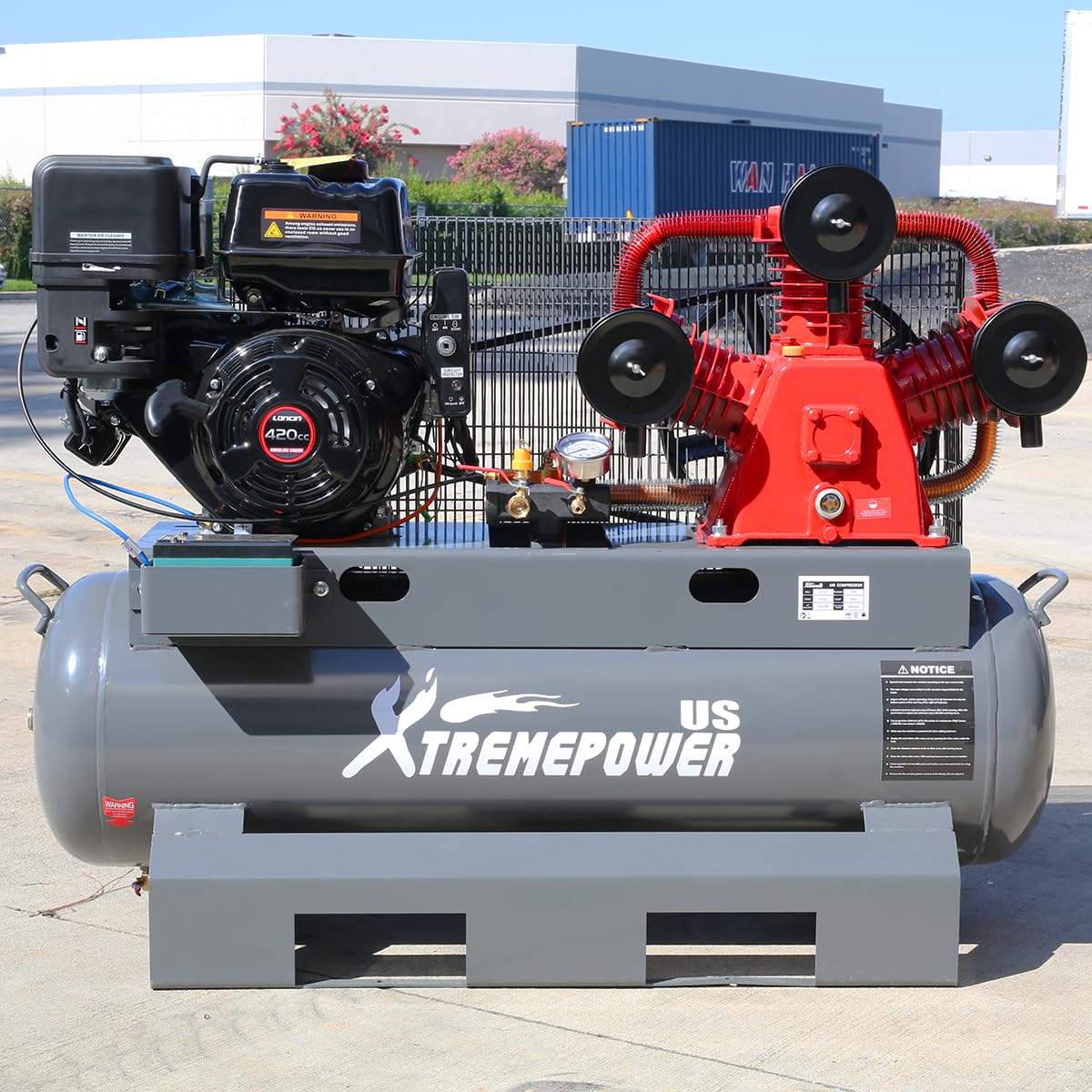 XtremepowerUS 13.0HP Air Compressor Tank 30 Gallon Gas-Powered Service Truck Horizontal Compressor Tank for Workshop, Construction Sites, Machinery