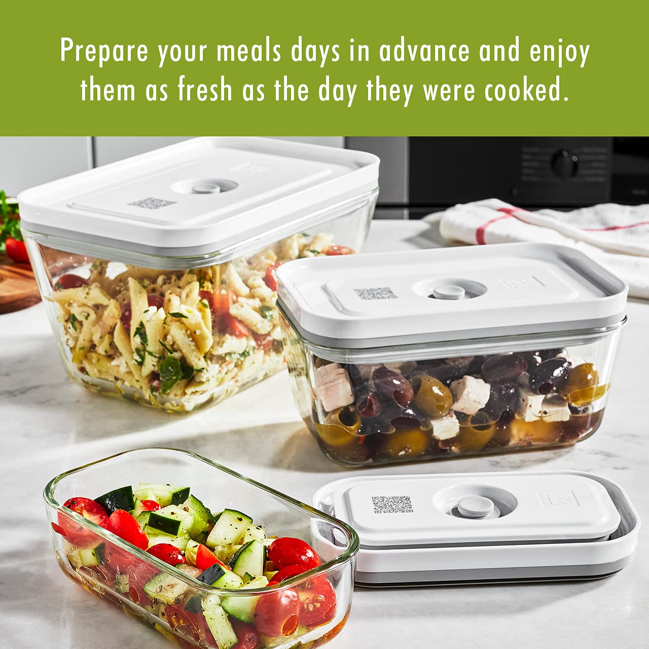 ZWILLING Fresh & Save 3-pc Glass Food Storage Container, Meal Prep Container- Assorted Sizes