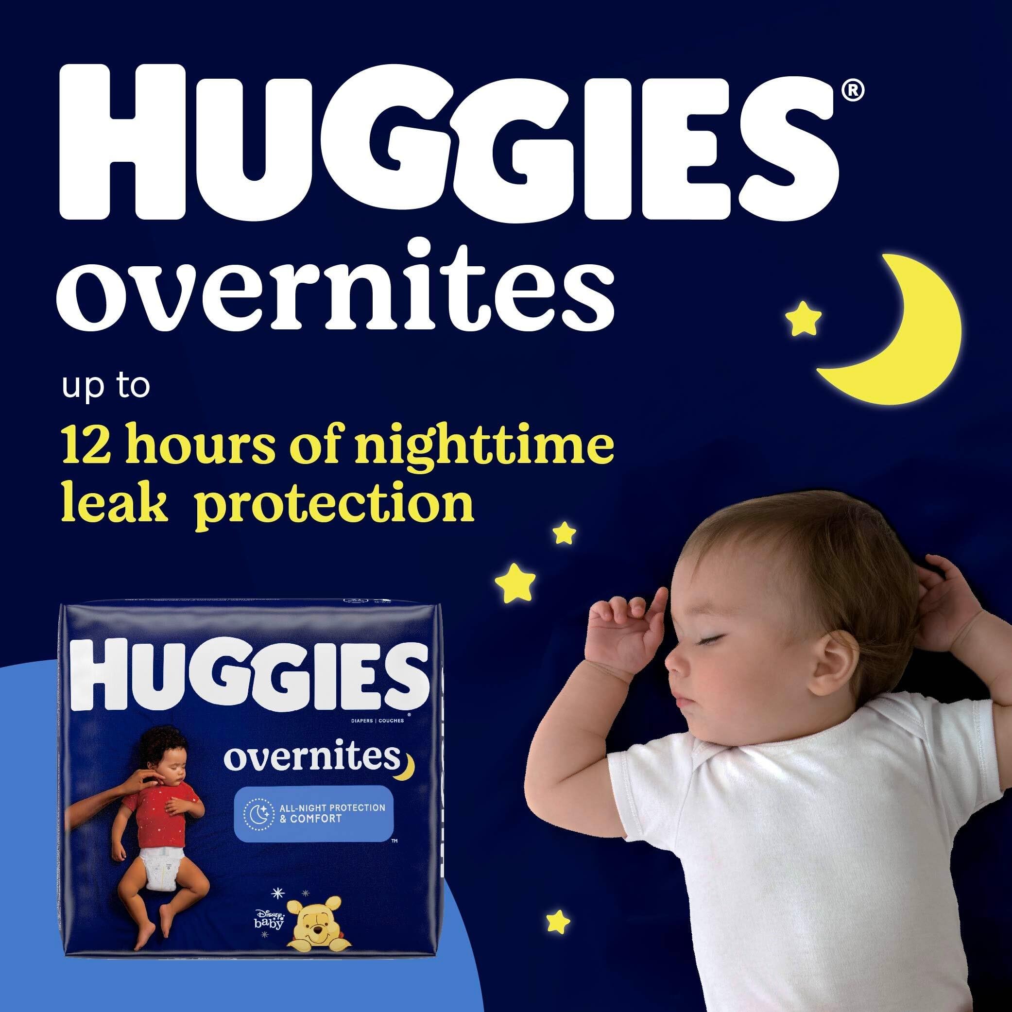 Huggies Size 4 Overnites Baby Diapers: Overnight Diapers, Size 4 (22-37 lbs), 116 Ct (2 Packs of 58)