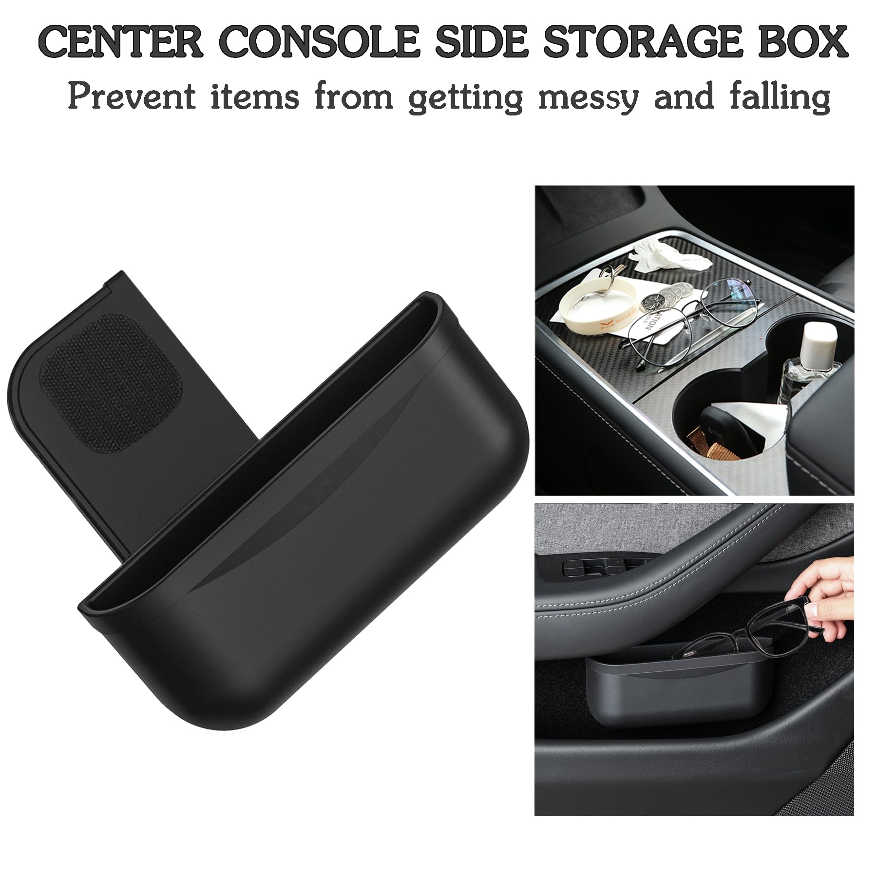 EVFITUS for Tesla Model 3 Model Y Accessories Center Console Organizer Tray Storage Box Silicone Hook Sunglasses Coin Holder for Flocking