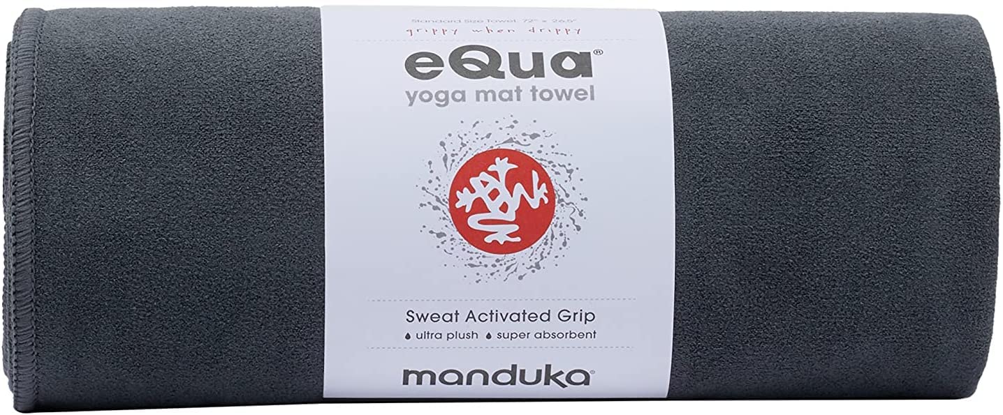 Manduka eQua Yoga Mat Towel, Absorbent, Quick Drying, Non-Slip for Yoga, Gym, Pilates, Outdoor Fitness 72.00" x 72.00", Thunder