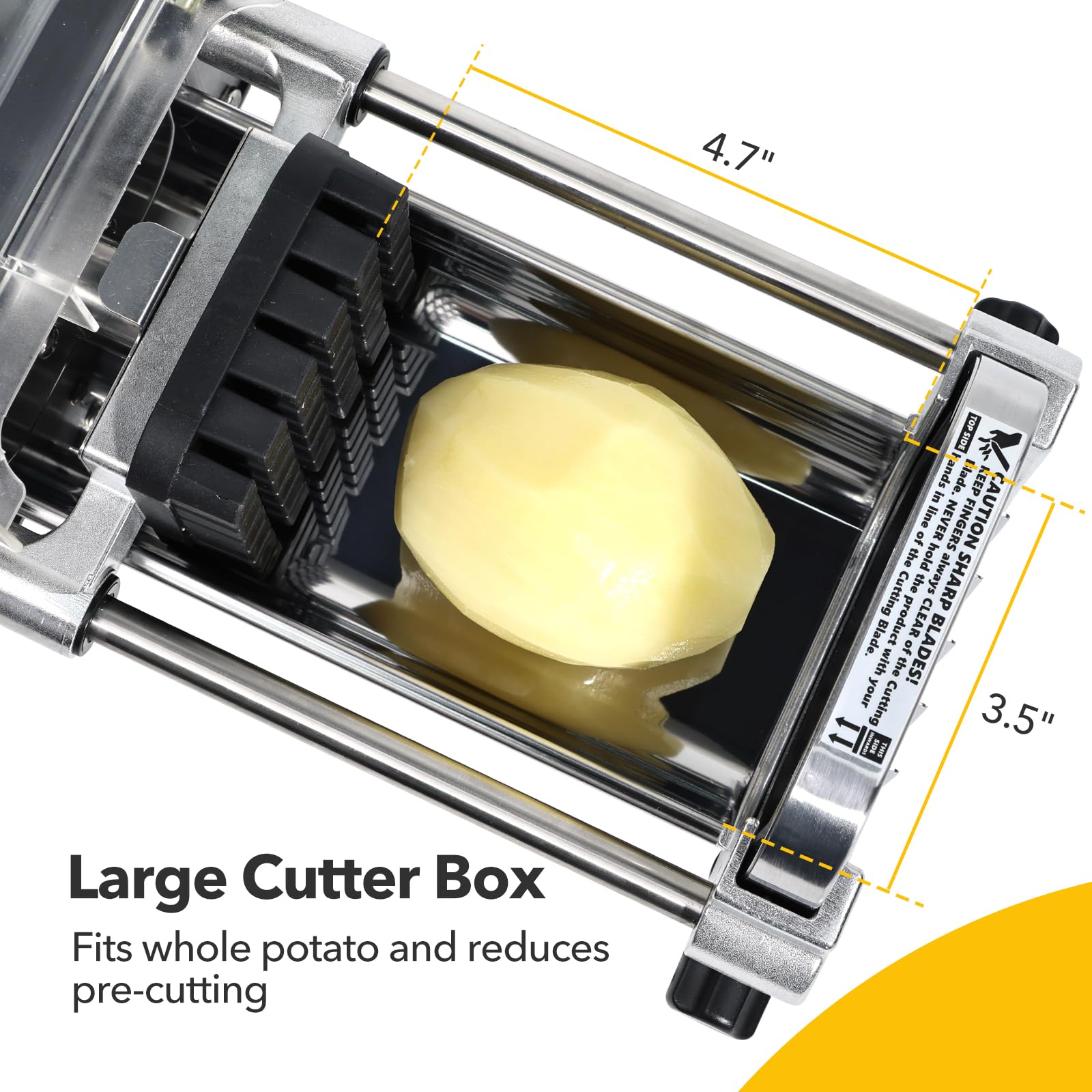 Befano Electric French Fry Cutter, Upgrade Lid Control Version with 1/2 Inch and 1/4 Inch Blade. 300w Commercial Grade Stainless Steel Potato Cutter