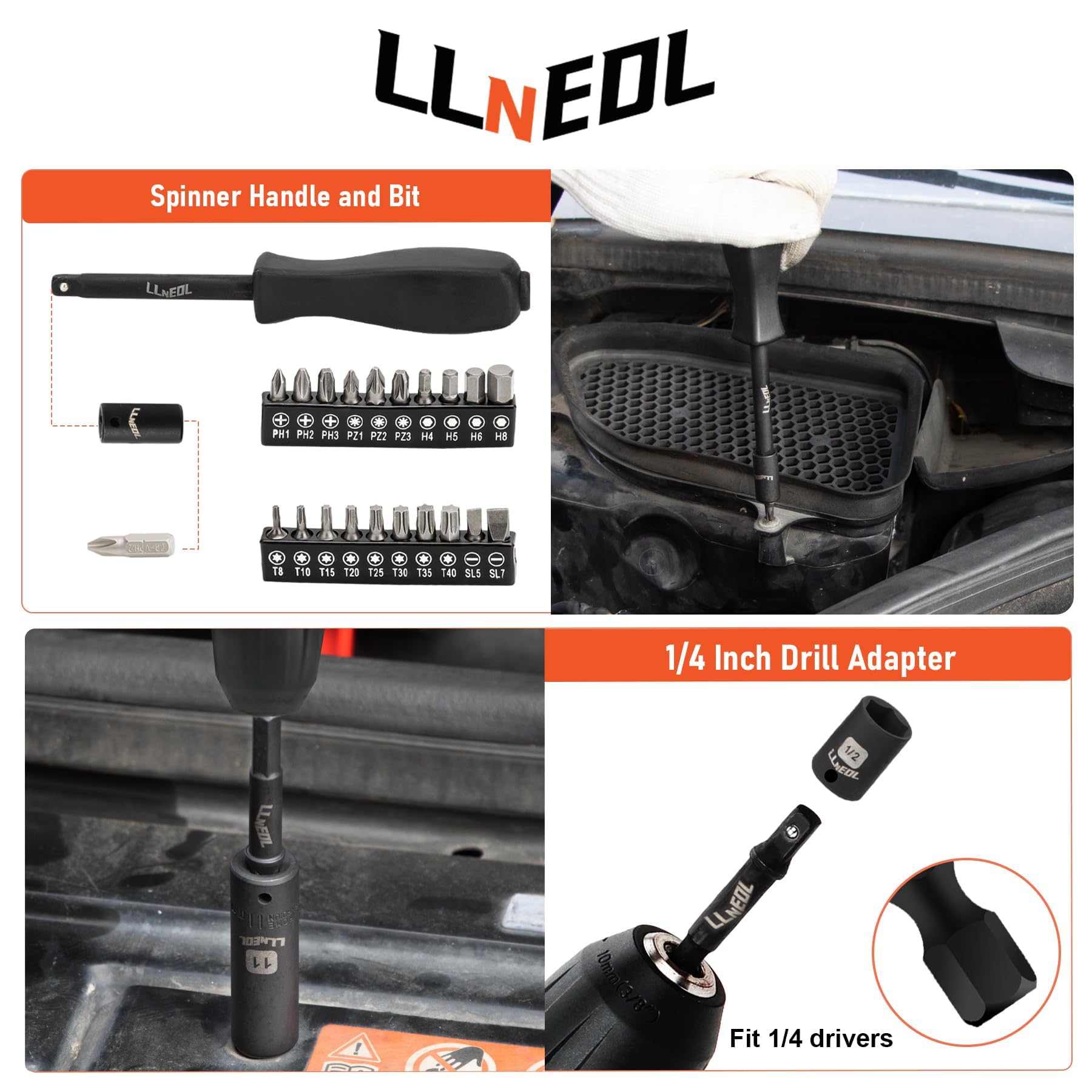 LLNEDL 1/4 Inch Drive Impact Socket Set, 83Pcs Socket Wrench Set Metric & SAE from 4-15mm, 5/32-9/16", 6 Point CR-V Deep & Shallow Sockets Kit with 72T Ratchet Handle, E Torx, for Automotive & Home