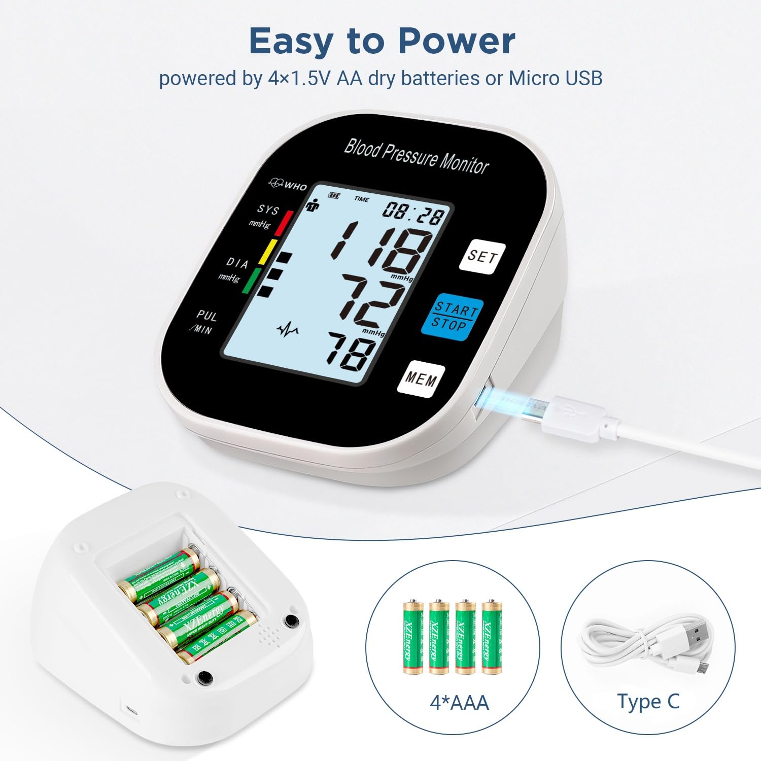 laukum Blood Pressure Monitor for Home Use - Automatic BP Machine with Large Backlit Display High Accuracy for 2 Users Arm Cuff & Storage Bag (Black)