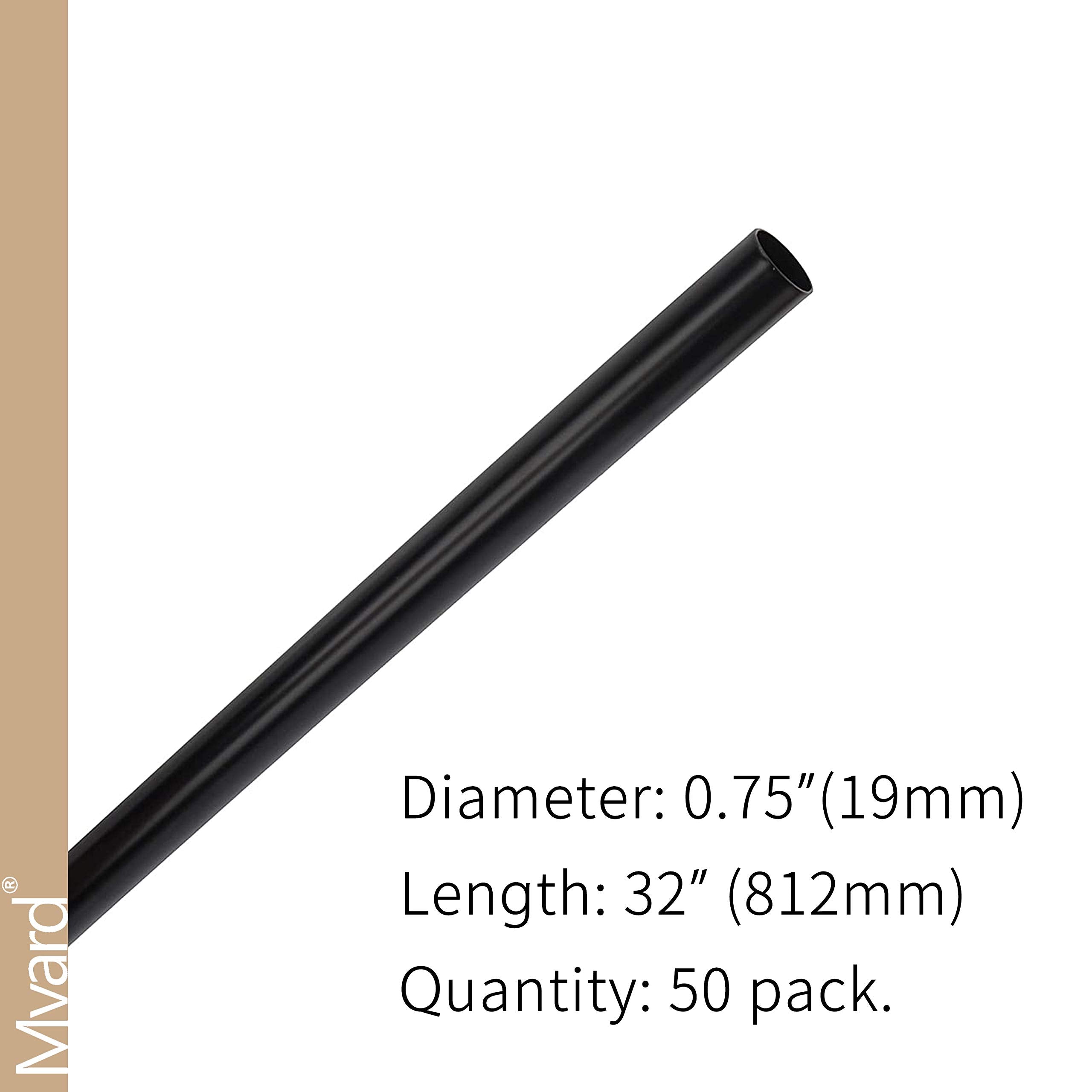 32 Inches Myard Classic Hollow Round Iron Deck Balusters for Deck Railing Porch (50-Pack, Matte Black)