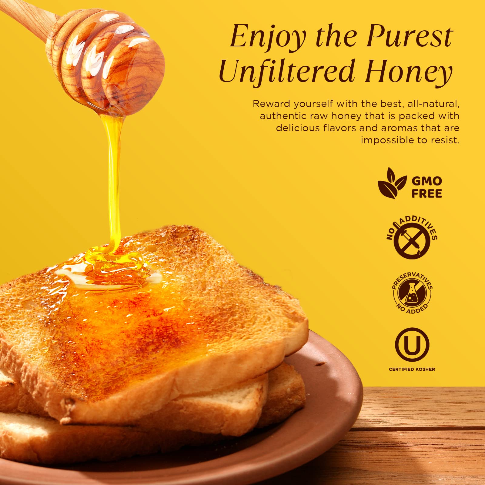 100% Raw Unfiltered Honey , Bulk by Pure Southern Honey [ 3 lb] - Authentic, USA - Made Gallberry Honey - Pure Unheated Honey - Non - GMO, Unsweetened, Sugar - Free, Real American Honey - Pour Jug With Flip Top