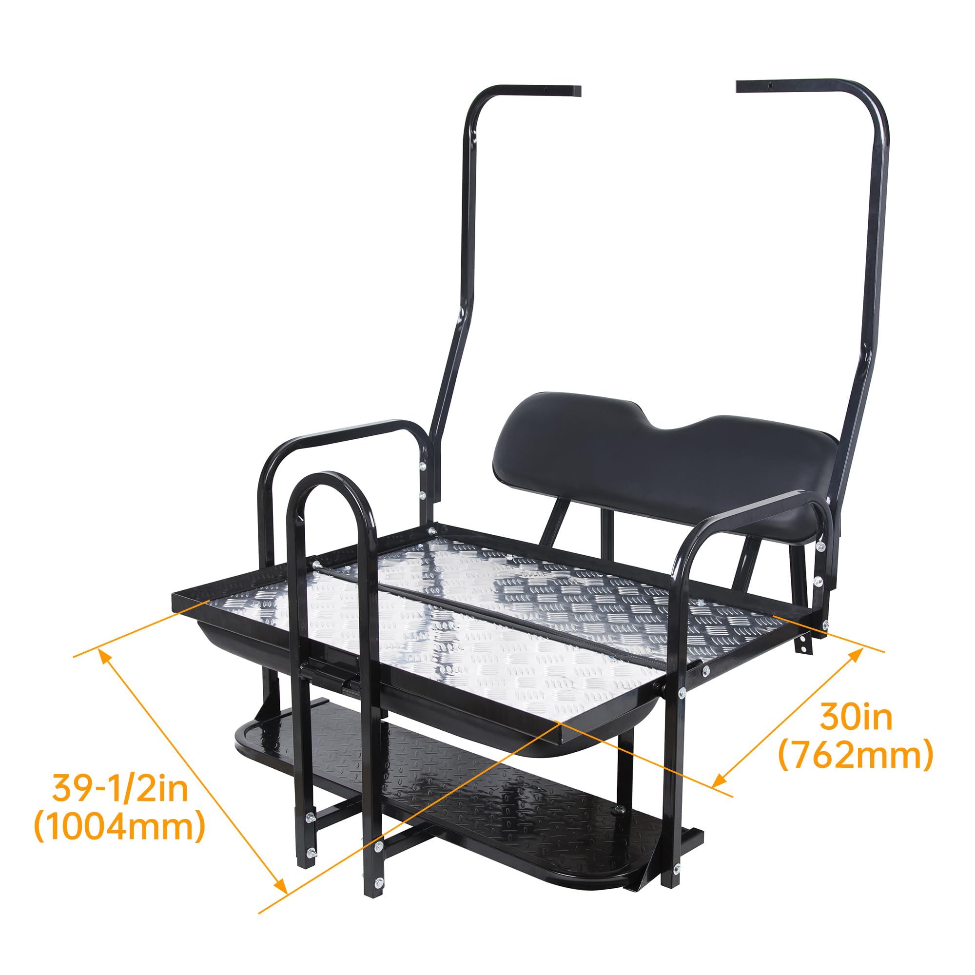 KUAFU Black Rear Flip Back Seat Compatible with 1982-2000.5 Club Car DS Model Golf Cart 1102 LBS Weight Capacity Heavy Duty Steel Frame Flip Folding Rear Back Seat Kit