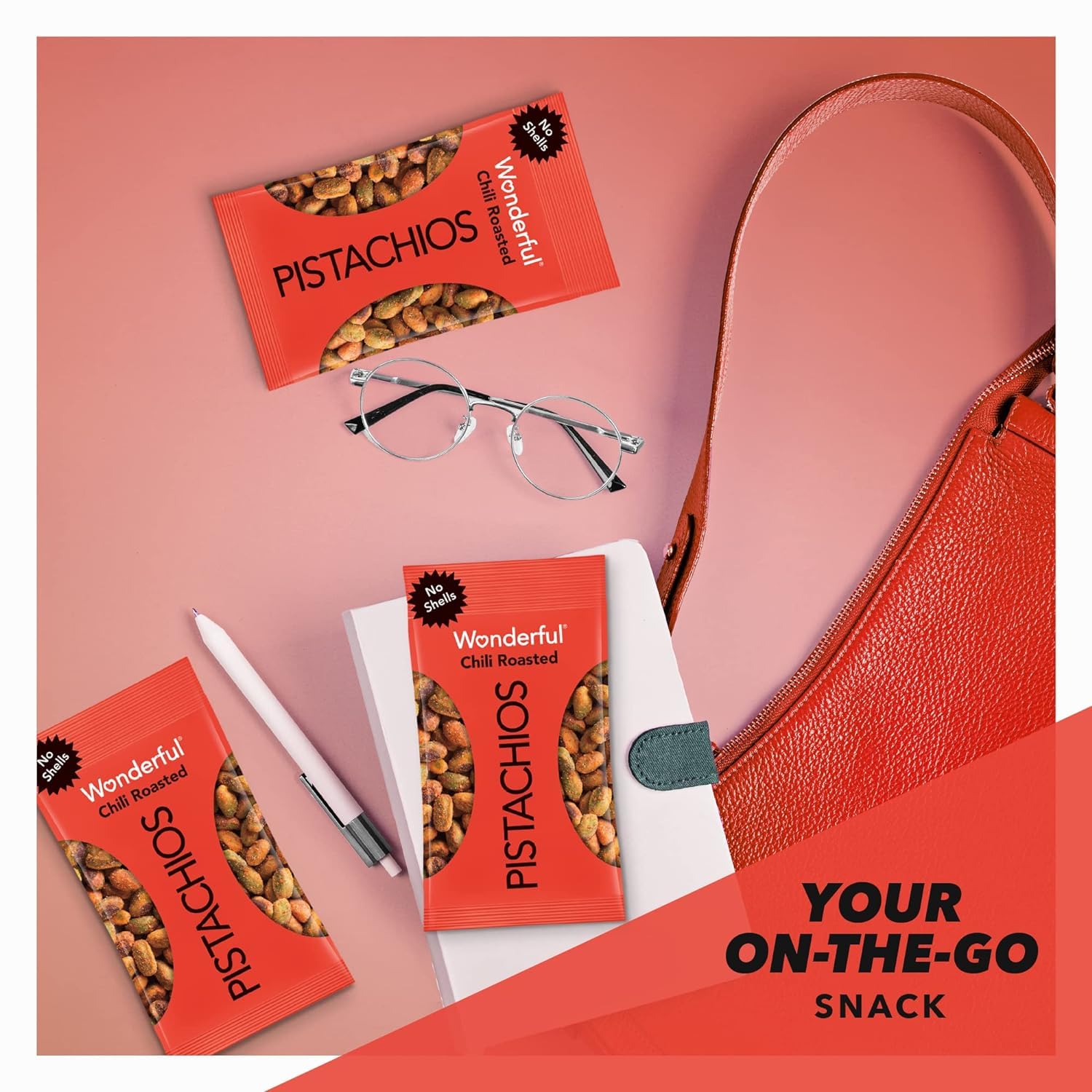 Wonderful Pistachios No Shells, Chili Roasted Nuts, 2.25 Ounce (Pack of 8), Protein Snacks, Gluten Free, Healthy Snack