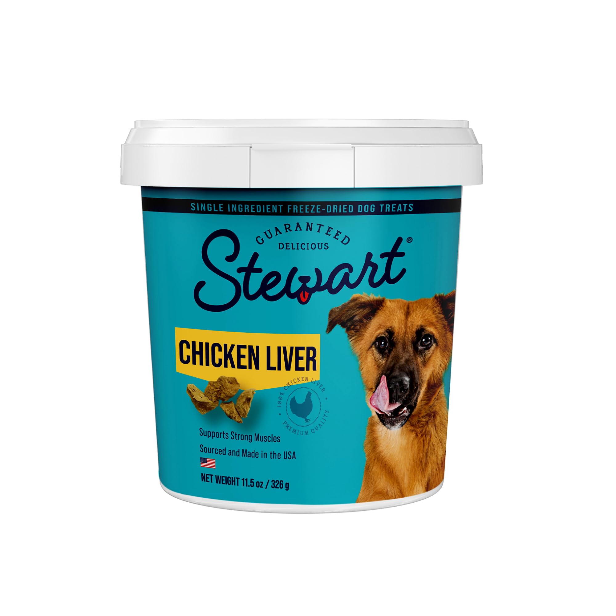 Stewart Freeze Dried Dog Treats, Chicken Liver, 11.5 oz, Grain Free & Gluten Free, Resealable Tub, Single Ingredient, Training Treat in Beef Liver, Salmon, Chicken Liver & Chicken Breast 4, 14, 21 oz