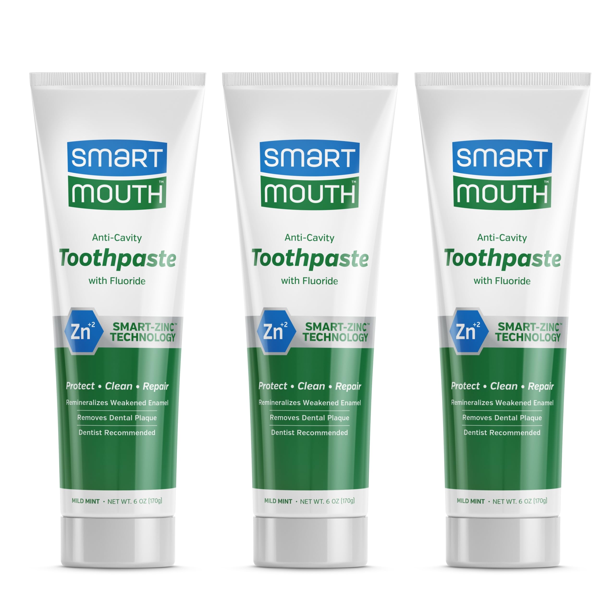 SmartMouth Toothpaste, Refreshing Mint, 6-Ounce Tube (Pack of 3)