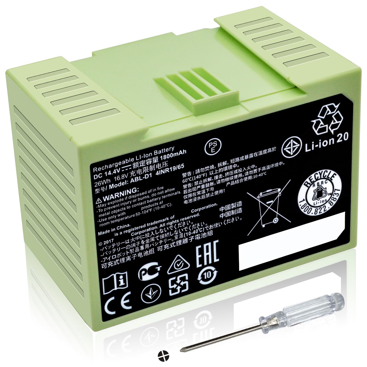 ABL-D1 4INR19/65 Battery for iRobot Roomba e and i Series i3 3150 i3+ 3550 i4 4150 i4+ 4550 i6 i7 i7+ 7150 7550 5150 e5150 e515020 e5152 e5154 e5158 e5 e6 e6198 e619820 i7158 i7550 i7558 14.4V 1800mAh