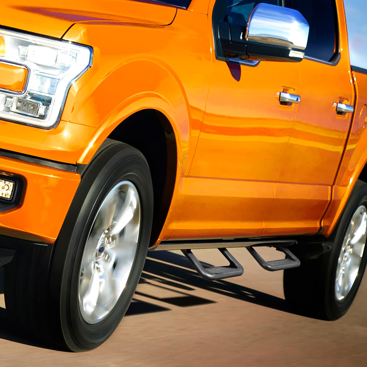 Bully BBS-1103 Truck Black Powder Coated Side Step Set, 2 Pieces (1 Pair), Includes Mounting Brackets - Fits Various Trucks from Chevy (Chevrolet), Ford, Toyota, GMC, Dodge RAM and Jeep