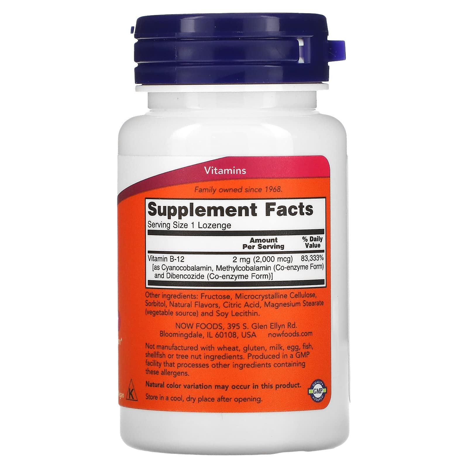 NOW Supplements, B-12 2,000 mcg, Energy Production*, Nervous System Health*, 100 Lozenges