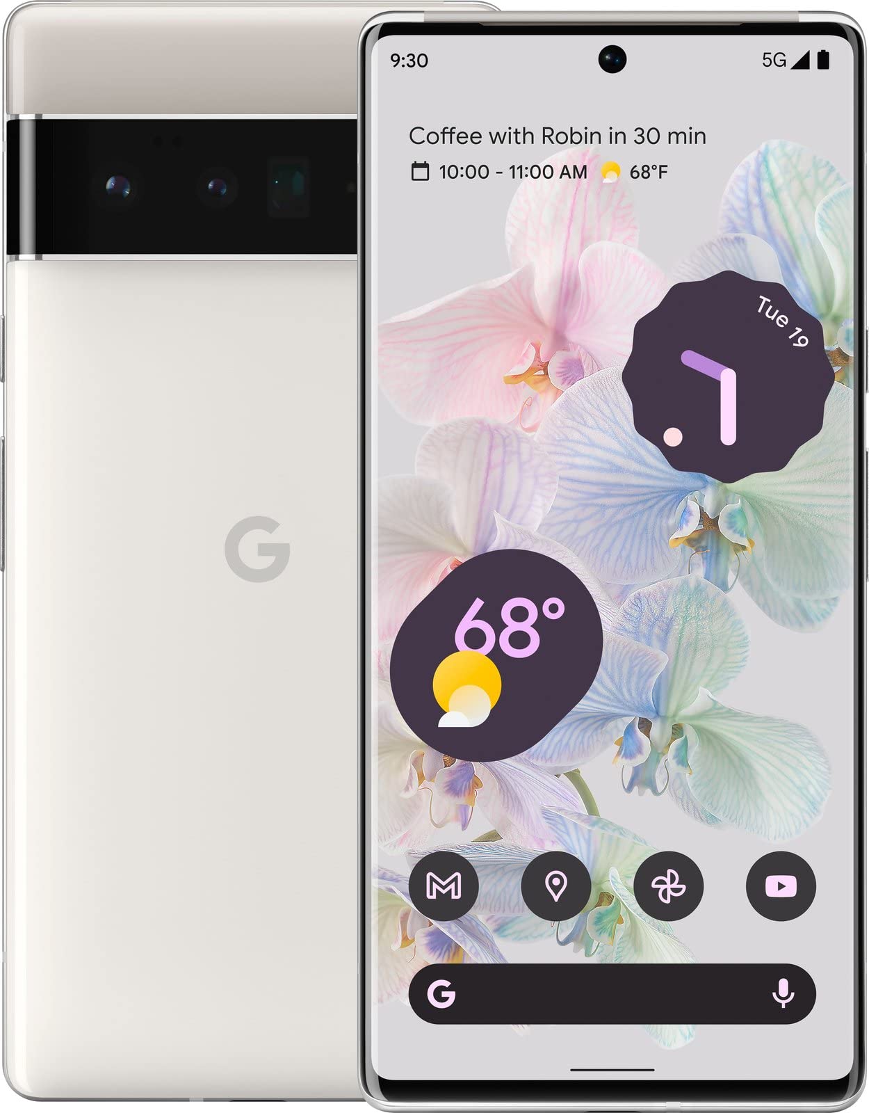 Google Pixel 6 Pro 5G 128GB 12GB RAM Factory Unlocked (GSM Only, No CDMA - not Compatible with Verizon) | Global Version - Cloudy White (Renewed)