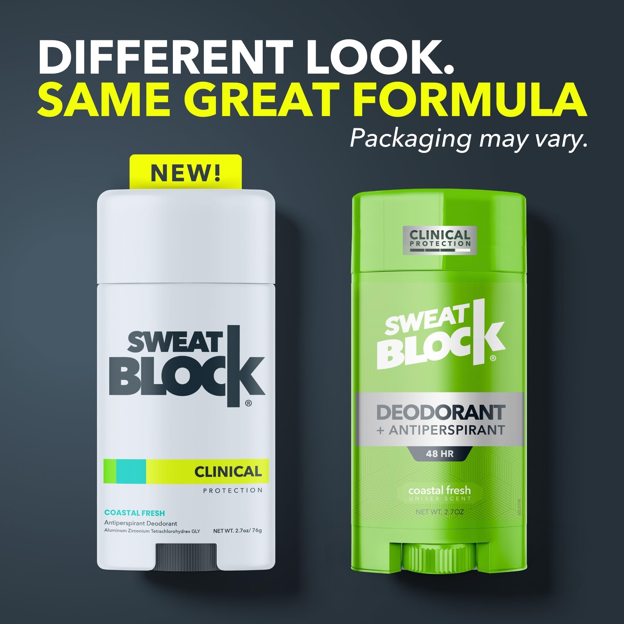 SweatBlock Clinical Strength Deodorant Antiperspirant for Women & Men - 48hr High Degree Sweat Block & Odor Control - Coastal Fresh Scent (2 Pack)