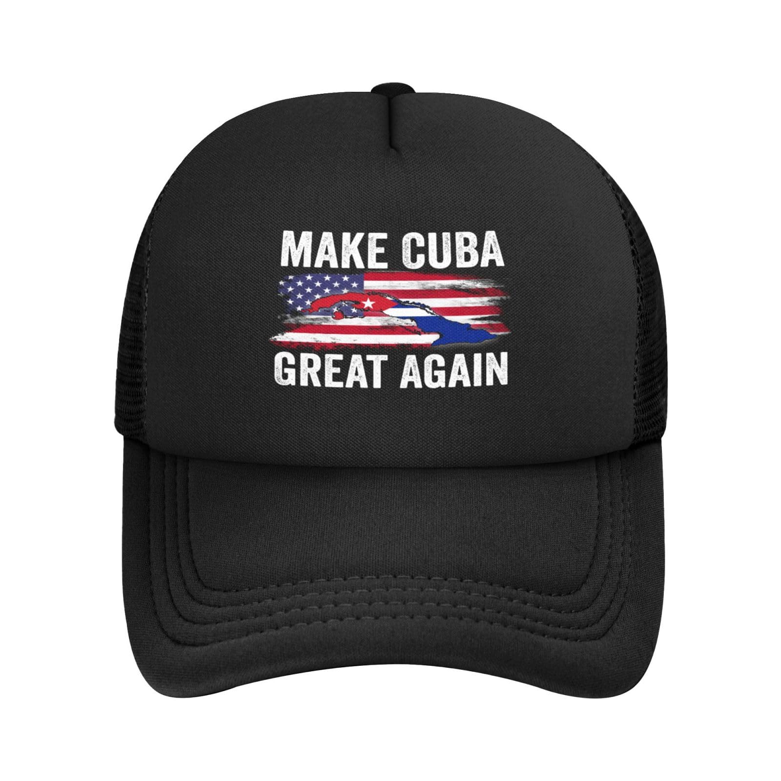 Antaa Make Cuba Great Again Hats Cuban Flag Mesh Trucker Cap Black