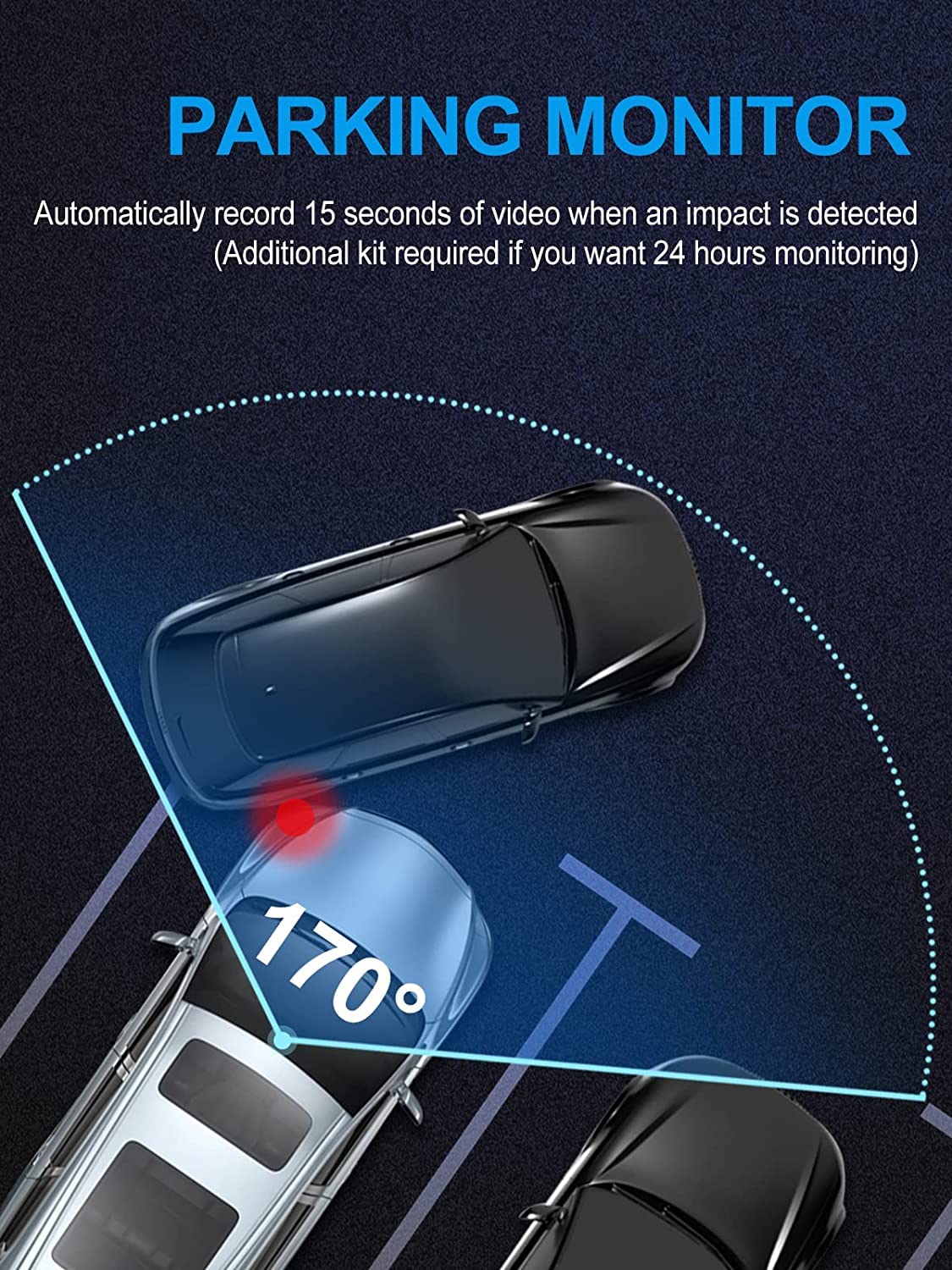 Dash Cam FHD 1080P Mini Dash Camera for Cars with WiFi, 2.45" IPS Screen, Night Vision, WDR, Loop Recording, G-Sensor Lock, 170°Wide Angle and Parking Monitor