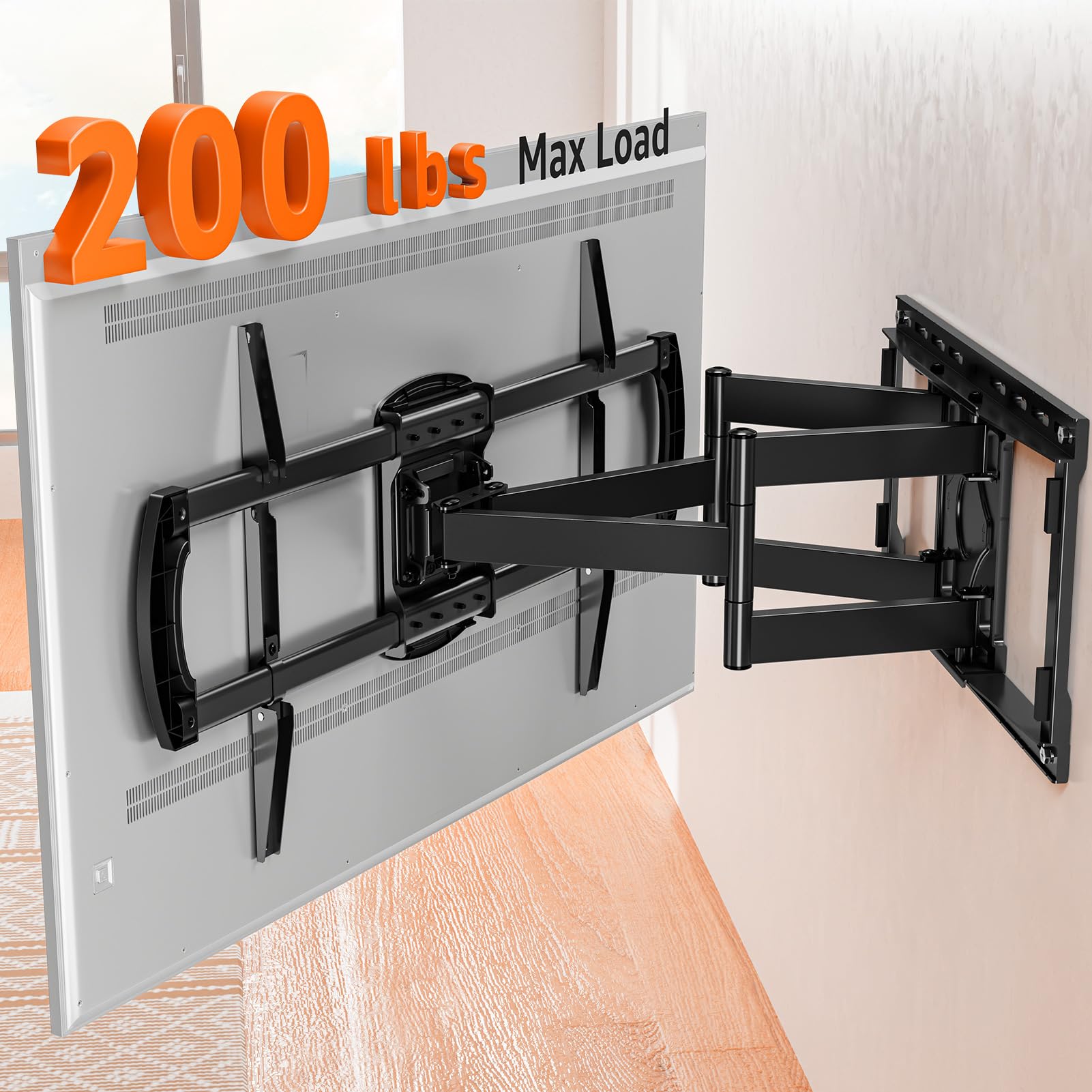 ELIVED Heavy Duty TV Wall Mount for Most 42"-90" TV Up to 154 LBS, Max VESA 800x400mm, Preassembled Wall Mount Bracket, Full Motion Swivel tv Mount Fits 24"/18"/16" Wood Studs, YD3028