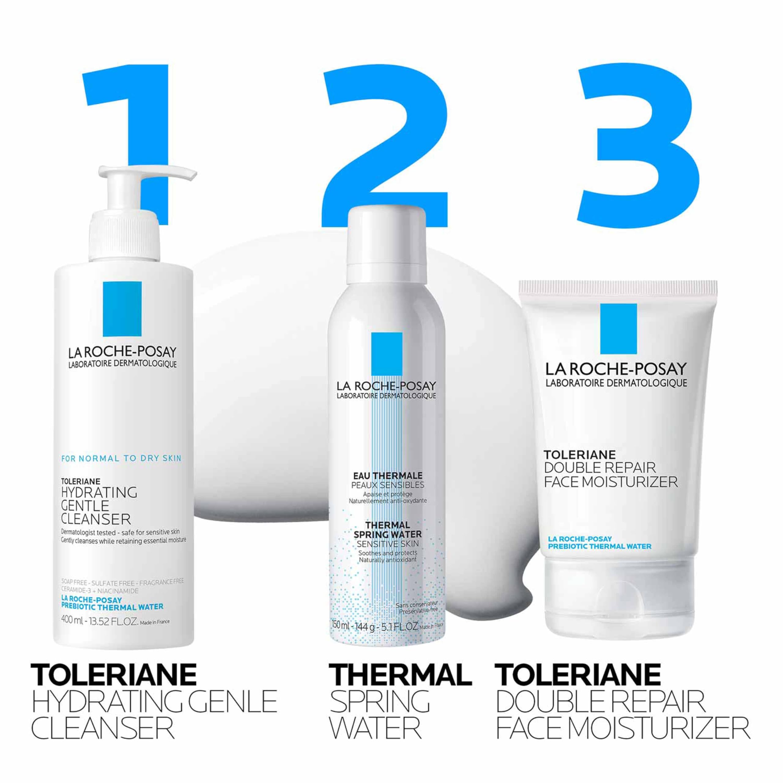 La Roche-Posay Toleriane Hydrating Gentle Face Cleanser, Daily Facial Cleanser with Niacinamide and Ceramides for Sensitive Skin, Moisturizing Face Wash for Normal to Dry Skin, Fragrance Free