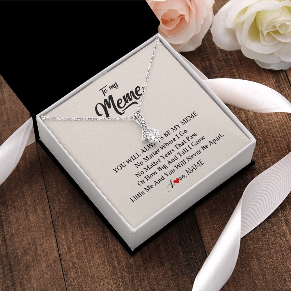 Yametee Personalized Meme Necklace From Grandkids Granddaughter Grandson You Will Always Be My Meme Birthday Mothers Day Christmas Customized Gift Box Message Card Alluring Beauty Necklace