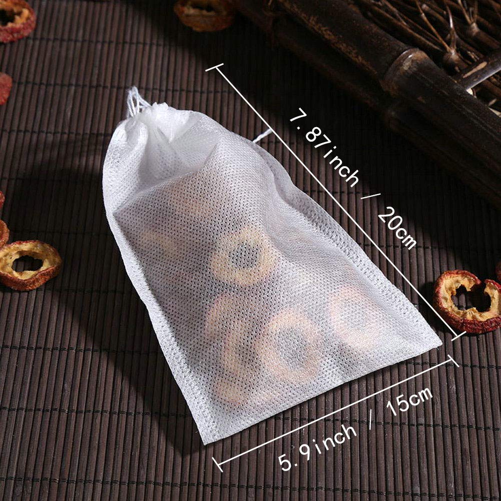TamBee 100Pcs 5.9" x 7.87" Disposable Drawstring Tea infusers Tea Filter Bags for Loose Tea Herbs Spice Bags for Brew Tea Cold Brew Coffee（ 5.9" x 7.87" /15 x 20cm） (100)