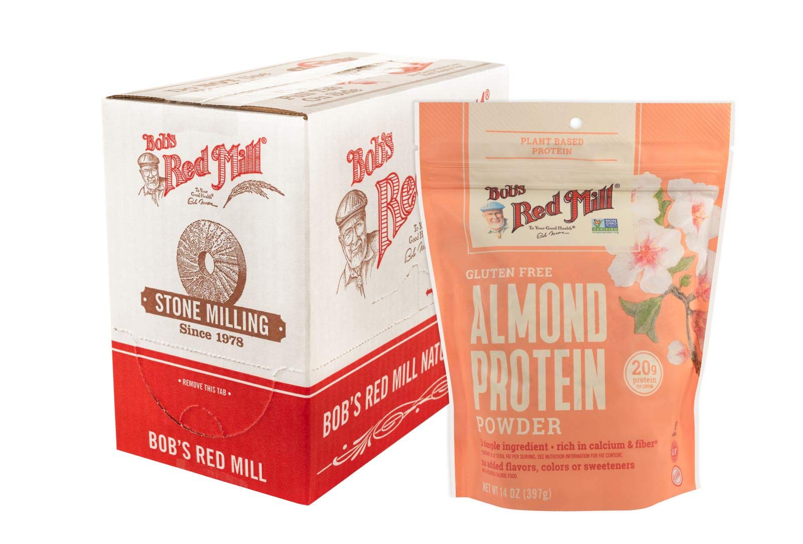 Bob's Red Mill Almond Protein Powder, 14oz (Pack of 4) - Non GMO, Vegan, Paleo Friendly, Keto Friendly, Kosher