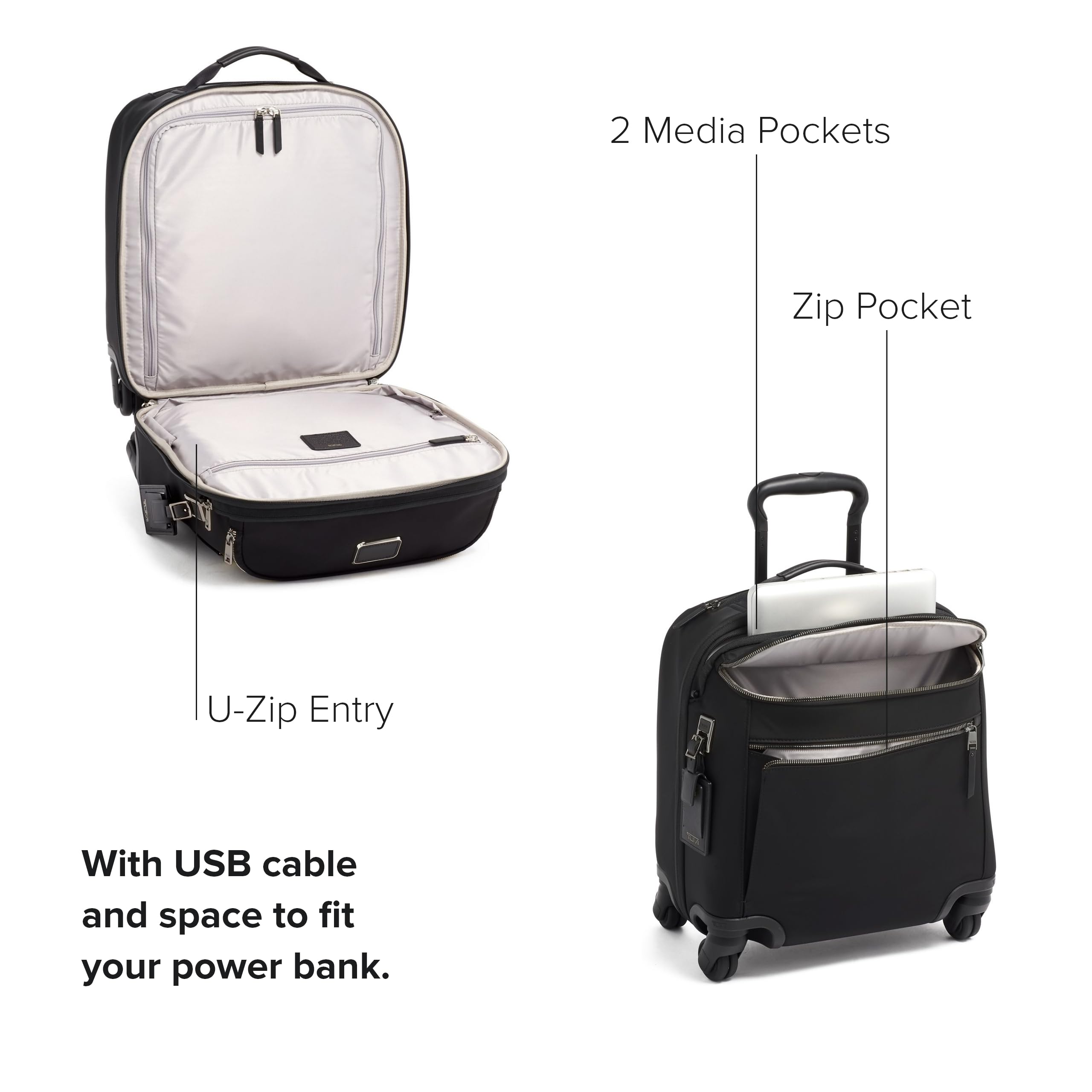 TUMI - Voyageur Oxford Compact Carry-On - Travel Suitcase with Wheels - Lightweight Luggage for Women - TUMI Tracer - Black/Gunmetal