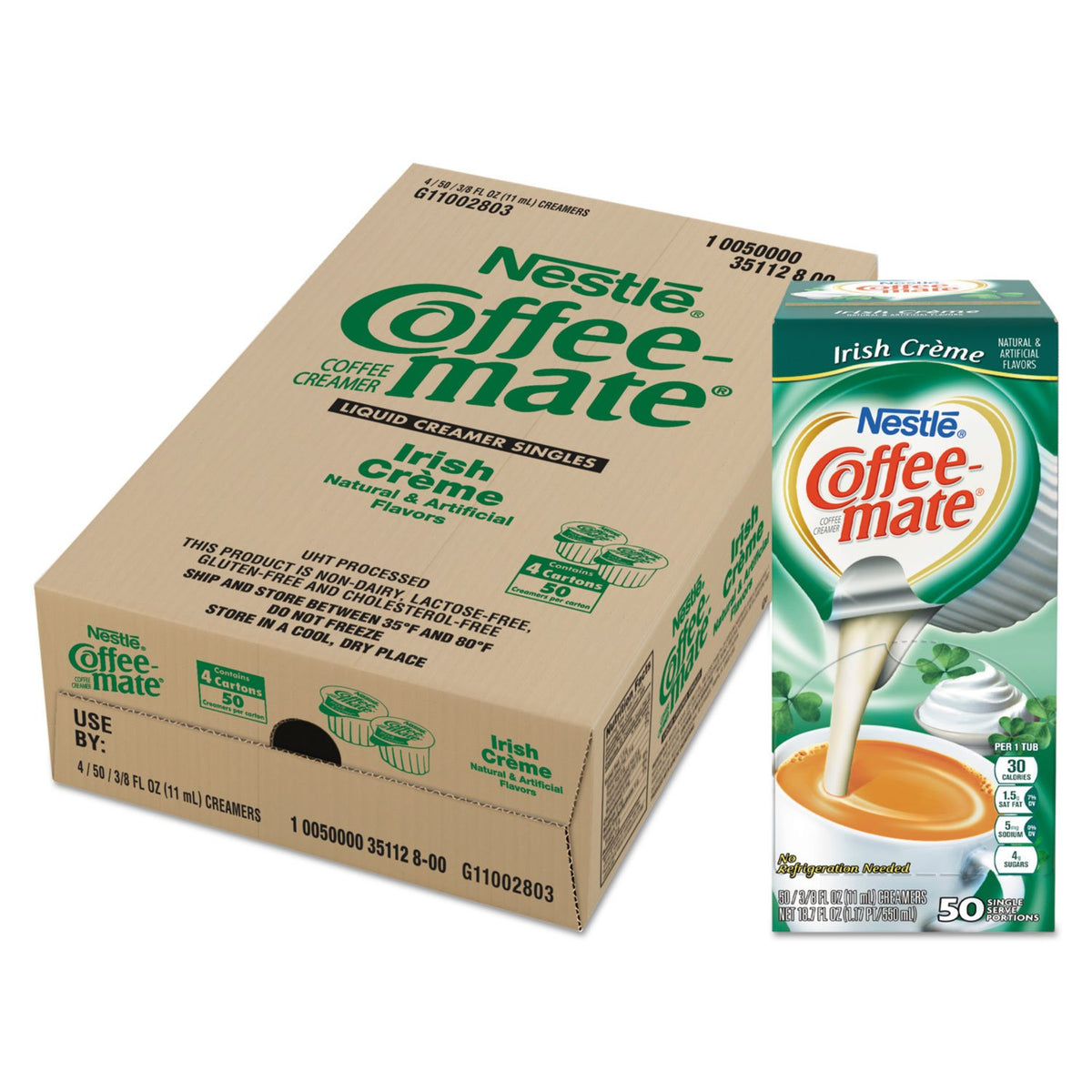 Nestle Coffee mate Coffee Creamer, Irish Creme, Liquid Creamer Singles, Non Dairy, No Refrigeration, 0.375 fl oz Tubs (Pack of 200)