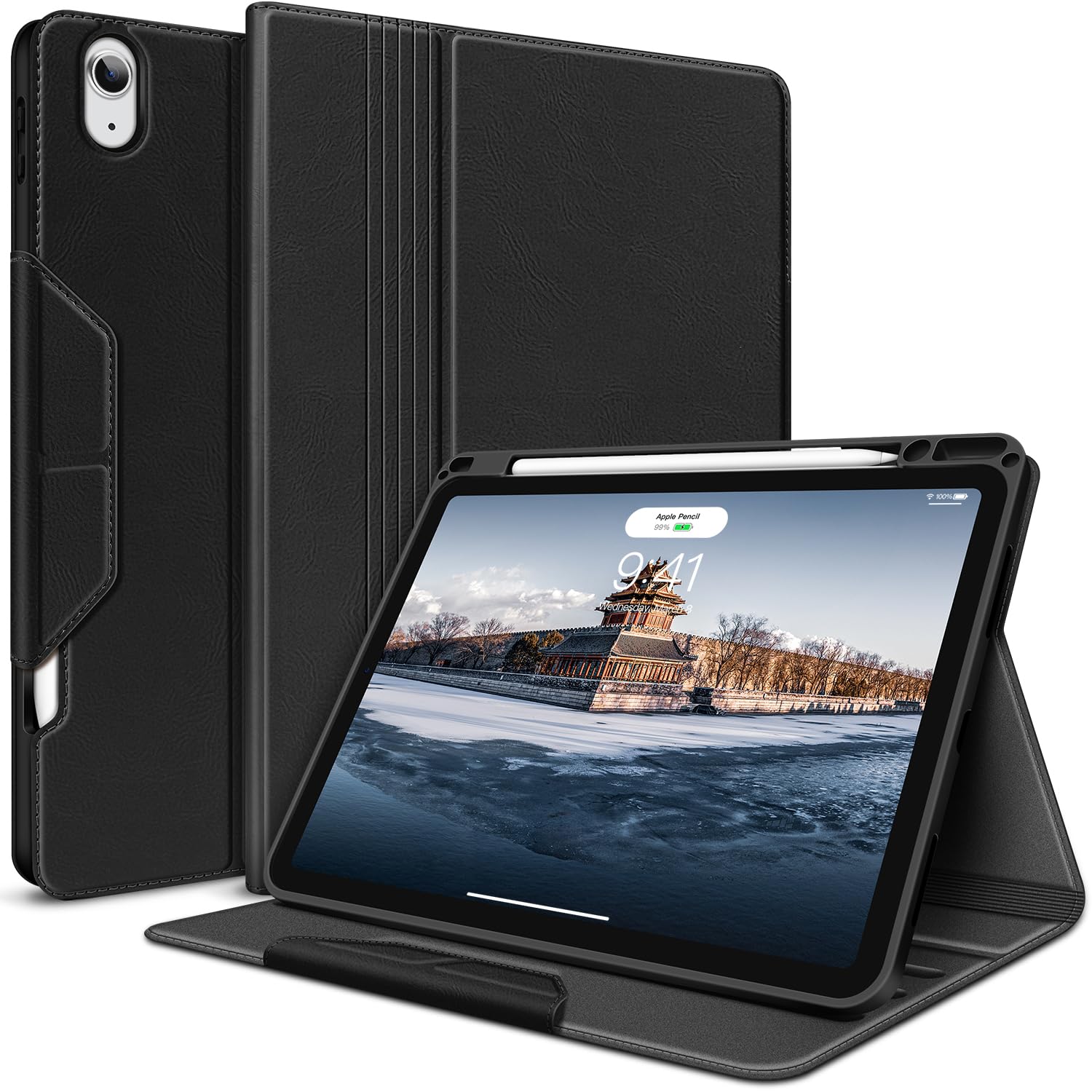 H HOLIMET Case for iPad Air 11" 2024 (M2) iPad Air 4th & 5th Generation10.9 Inch 2022/2020 Soft Back Shockproof Protective Cover with Pencil Holder Vegan Leather Auto Sleep/Wake