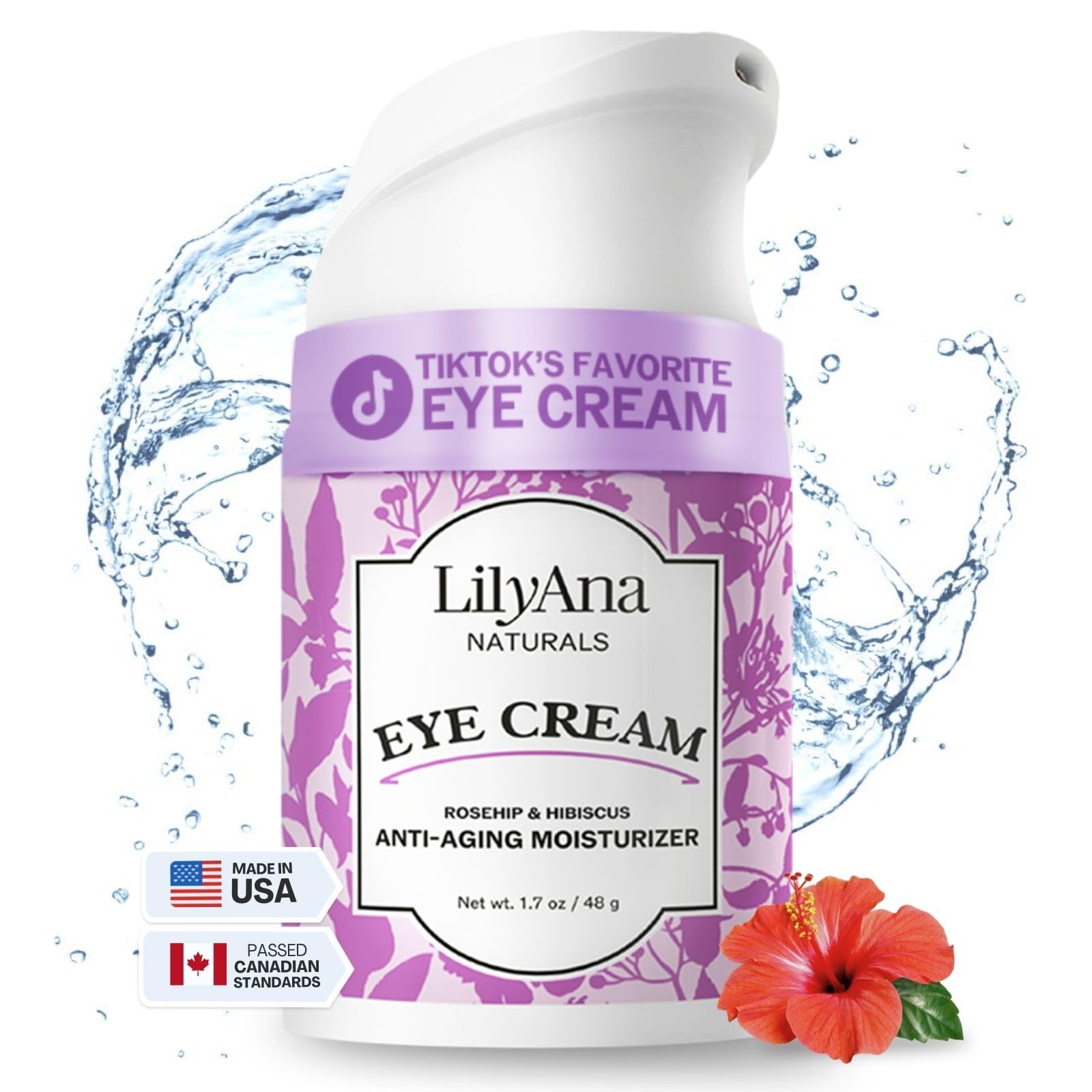 LilyAna Naturals Eye Cream for Dark Circles and Puffiness, Under Eye Cream for Wrinkles and Bags, Anti Aging Eye Cream helps Improve Dryness; for Sensitive Skin - 1.7 oz - Made in USA