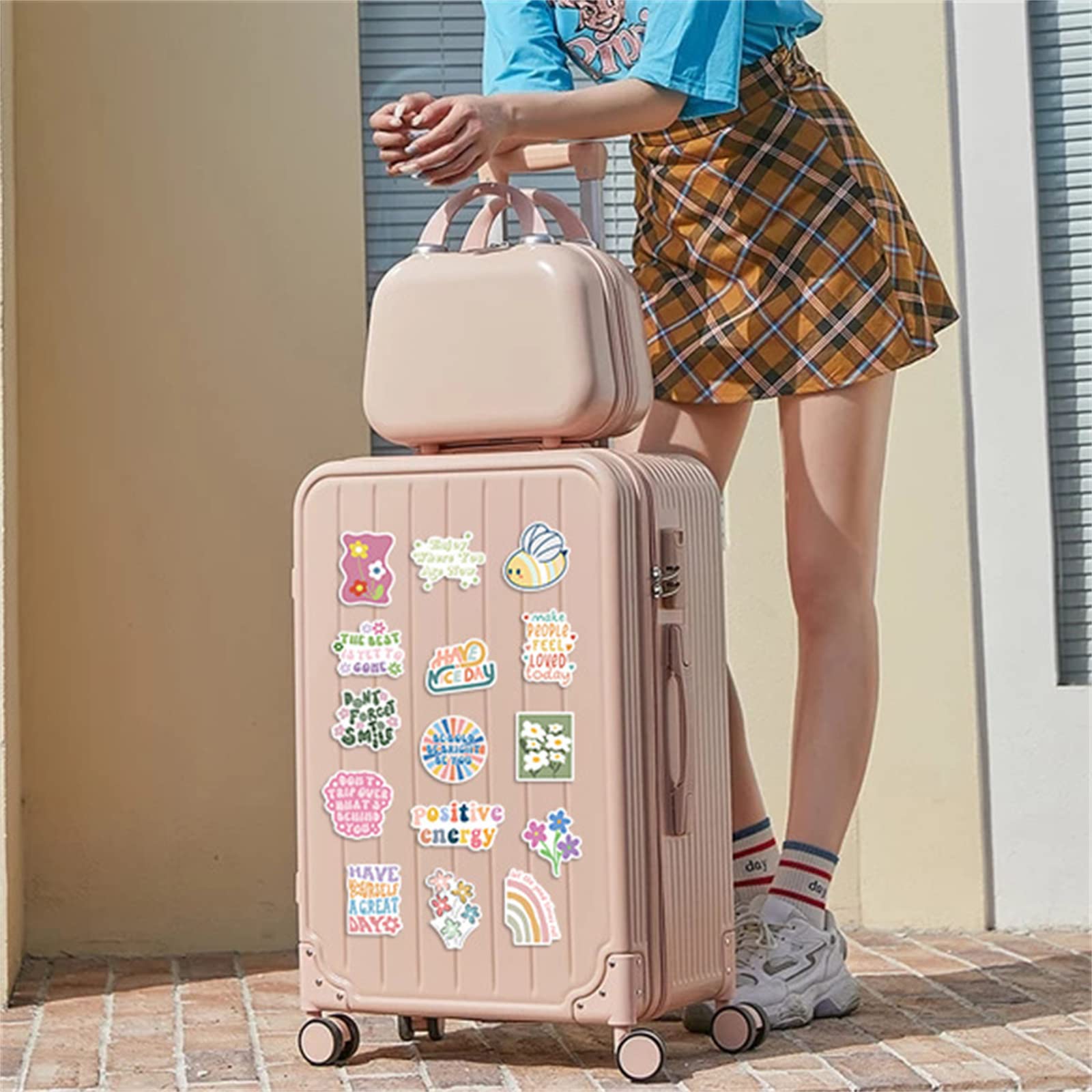 Preppy Aesthetic Stickers Danish Pastel Stickers 100PCS, Pink Things Stickers for Water Bottles Laptop Eikecy Inspirational Stickers for Teachers Girls Teens