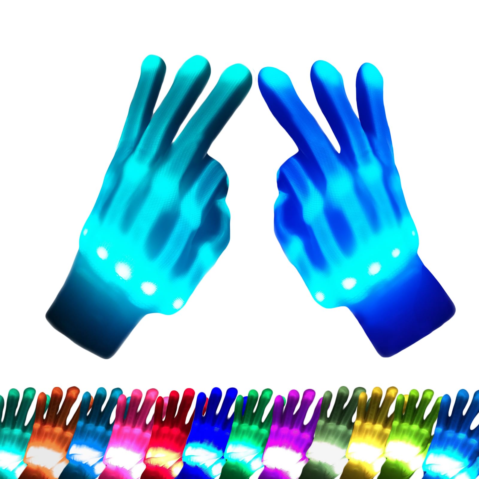 COLEDRE LED Gloves 12 Colors Girls Boys Toys Age 6-8 8-12 Years Old Stocking Stuffers Light Up Gloves for Kids Cool Fun Costumes Gifts for Halloween Christmas Carnival Birthday Parties (1 Pair M)