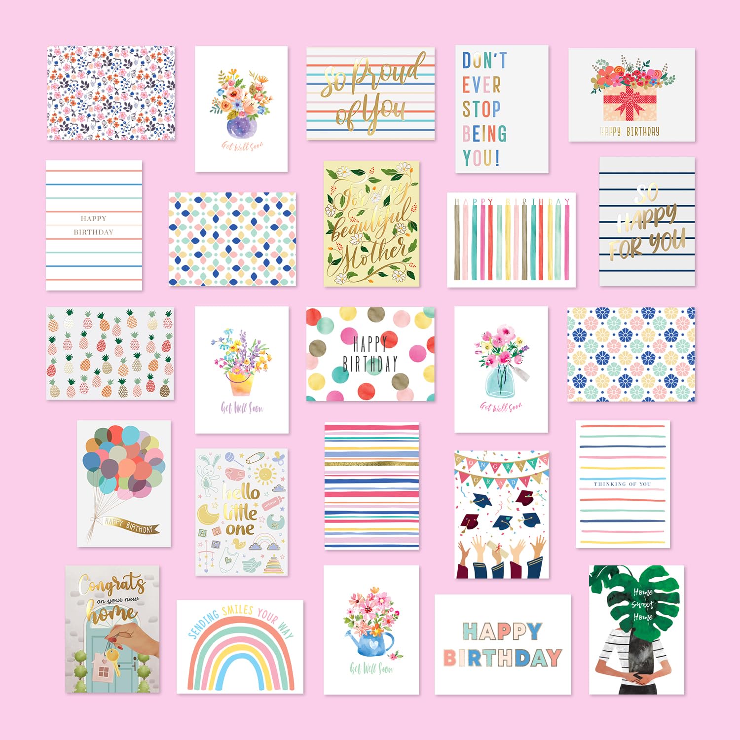 Sweetzer & Orange 100 All Occasion Cards & Envelopes Set - Greeting Notecards Assortment Box - Birthday Cards Bulk for Office, Thank You, Holiday, Blank Notecards & more – Organizer Box Included