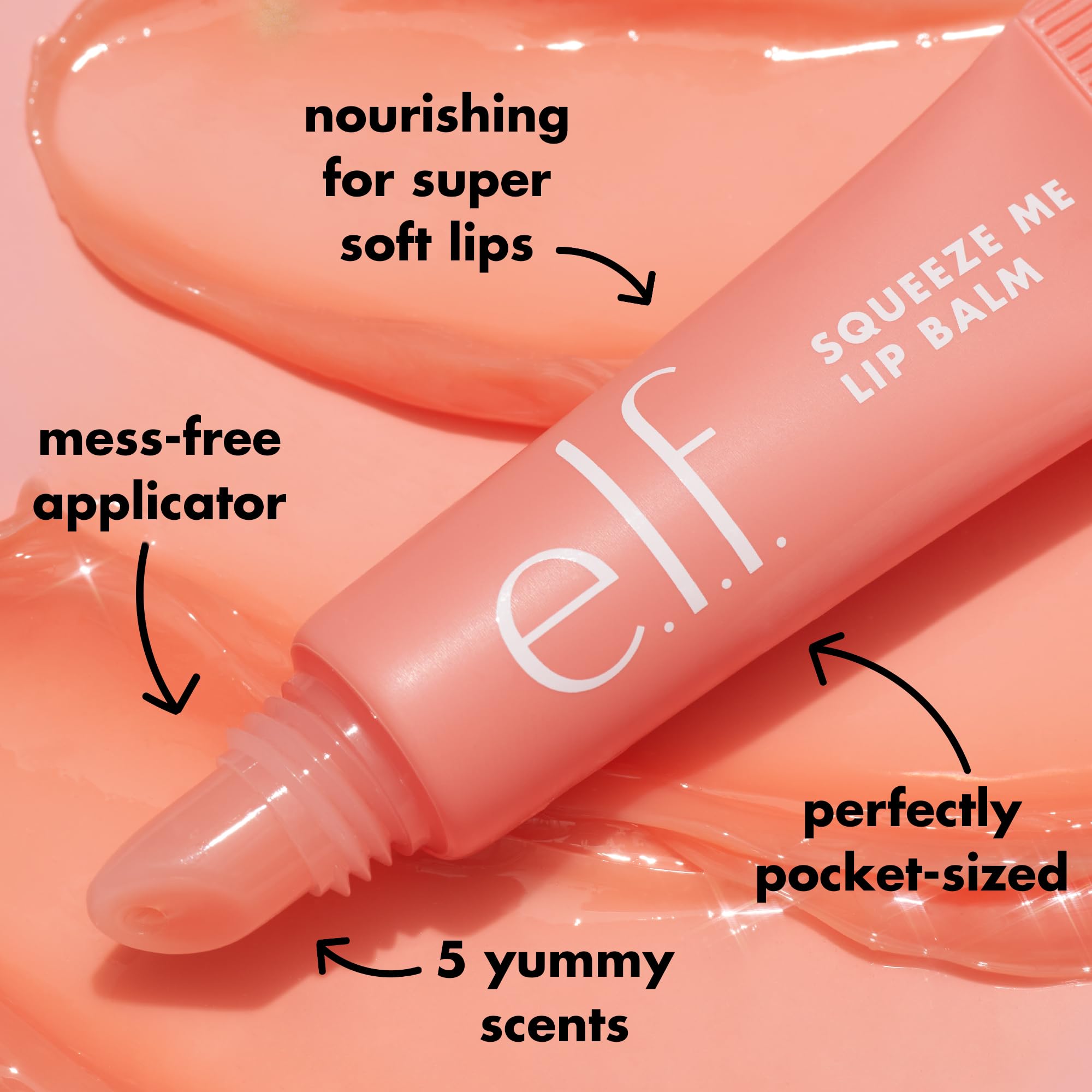 e.l.f. Squeeze Me Lip Balm, Moisturizing Lip Balm For A Sheer Tint Of Color, Infused With Hyaluronic Acid, Vegan & Cruelty-free, Peach