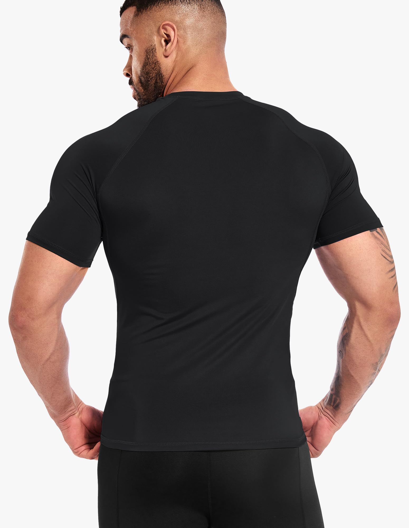 Men's Compression Shirts Dry Fit Workout T-Shirt Running Tops Undershirts Black