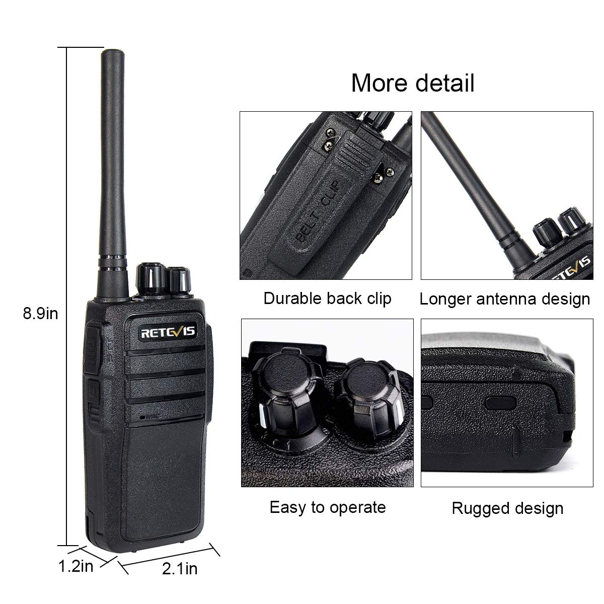 Retevis RT21 Walkie Talkies 20 Pack,Two Way Radio Long Range Rechargeable,Rugged 2 Way Radios,Stable Strong Signal,for Business Education Manufacturing