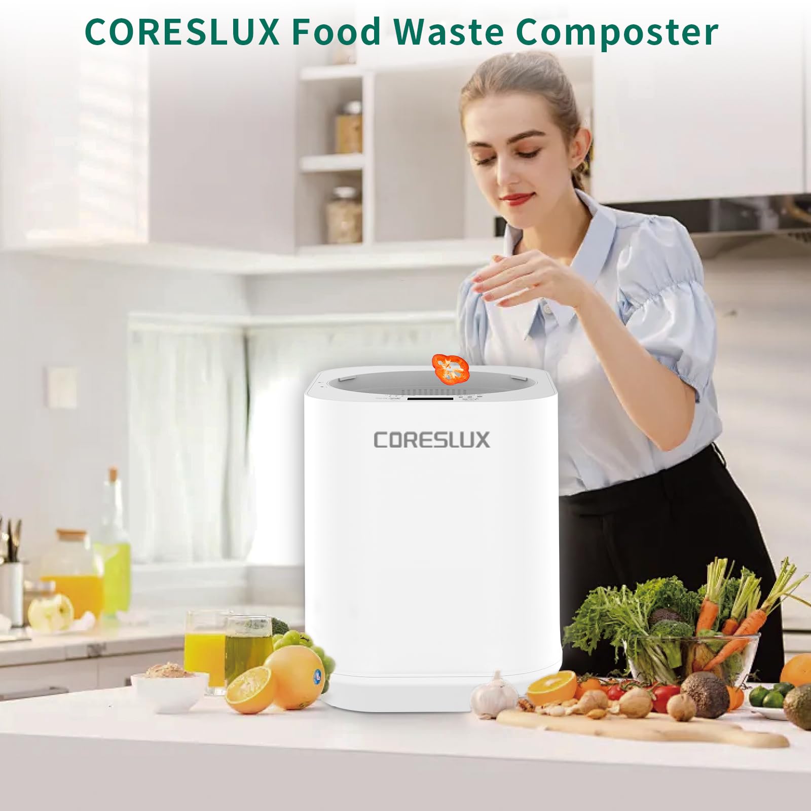 4L Electric Composter for Kitchen, Smart Compost Bin Outdoor/Indoor, Odorless/Auto-Cleaning/Low Noise/Intelligent LED Display, Turn Food Waste to Fertilizer, Compost Machine for Apartment Countertop.