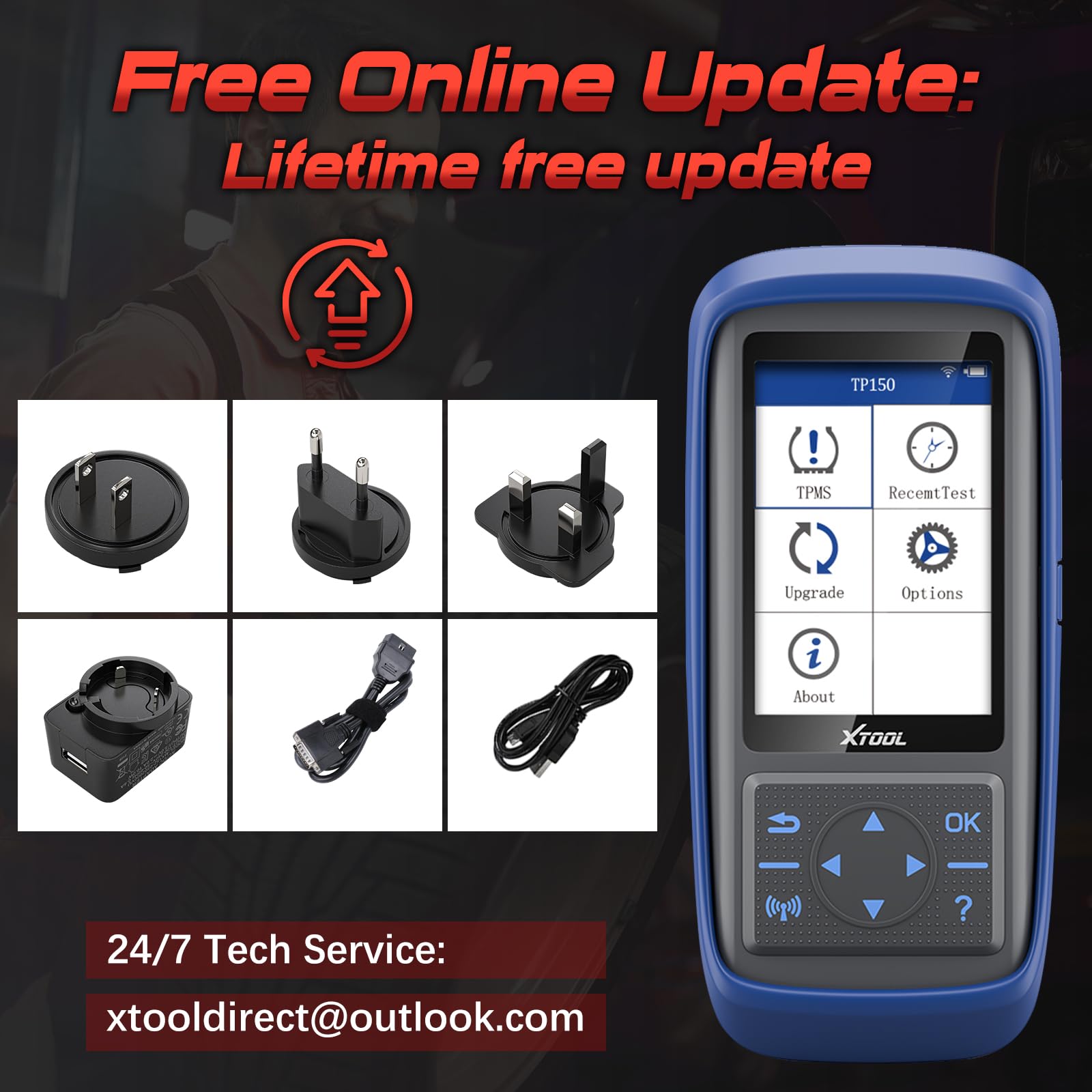 XTOOL TP150 TPMS Programming Tool, Universal TPMS Relearn/Reset/Activate Tool, Tire Sensor Programmer for XTOOL TS100 Only, Tire Pressure Monitor System Diagnostics Tool