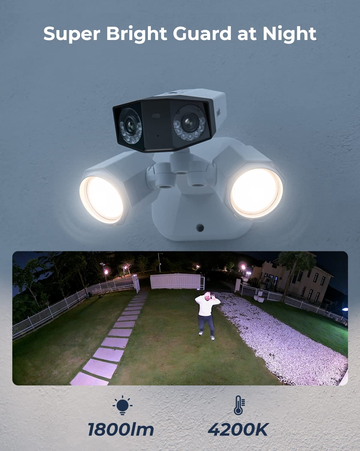 REOLINK 4K Floodlight Camera for PoE Security Camera System, IP Outdoor Camera in 180 Degree Ultra-Wide Angle, Human/Vehicle/Pet Alerts, 1800 Lumen Floodlights, Two Way Talk