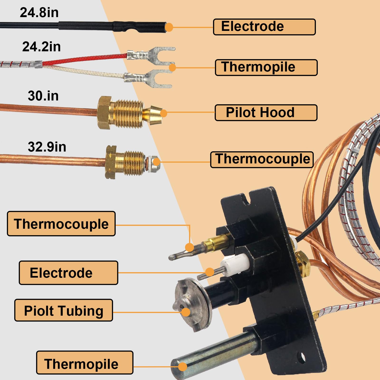 69L17, J4117, 108084-02 Natural Gas Pilot Assembly Direct Vent Fireplace Kit, Compatible for Lennox Elite, IHP, Merit, Serefina, Superior, Astria Gas Fireplaces, Replaces 69L1701, 904405