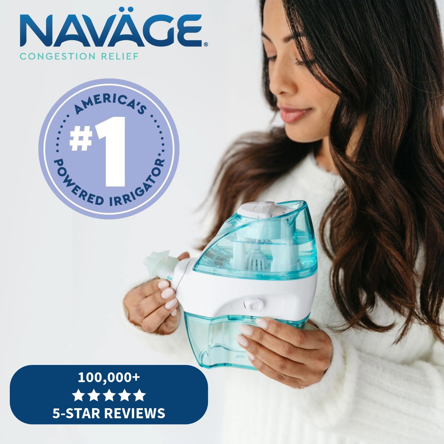 Navage Multi-User Bundle - Navage Nasal Irrigation System - Saline Nasal Rinse Kit with 1 Navage Nose Cleaner, 20 Salt Pods, and Extra Nasal Dock and Pair of Nose Pillows