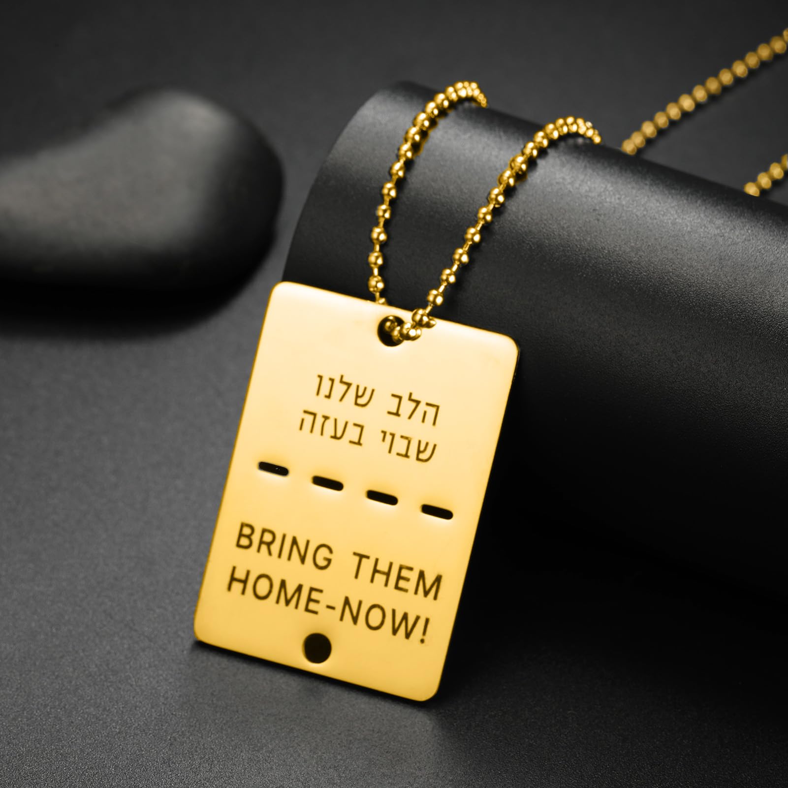 VASSAGO Bring Them Home Now Necklace Israel Military Jewelry Stand with Israel Stainless Steel Dog Tag Pendant Israel Necklace for Men Women (gold bring them home now necklace)