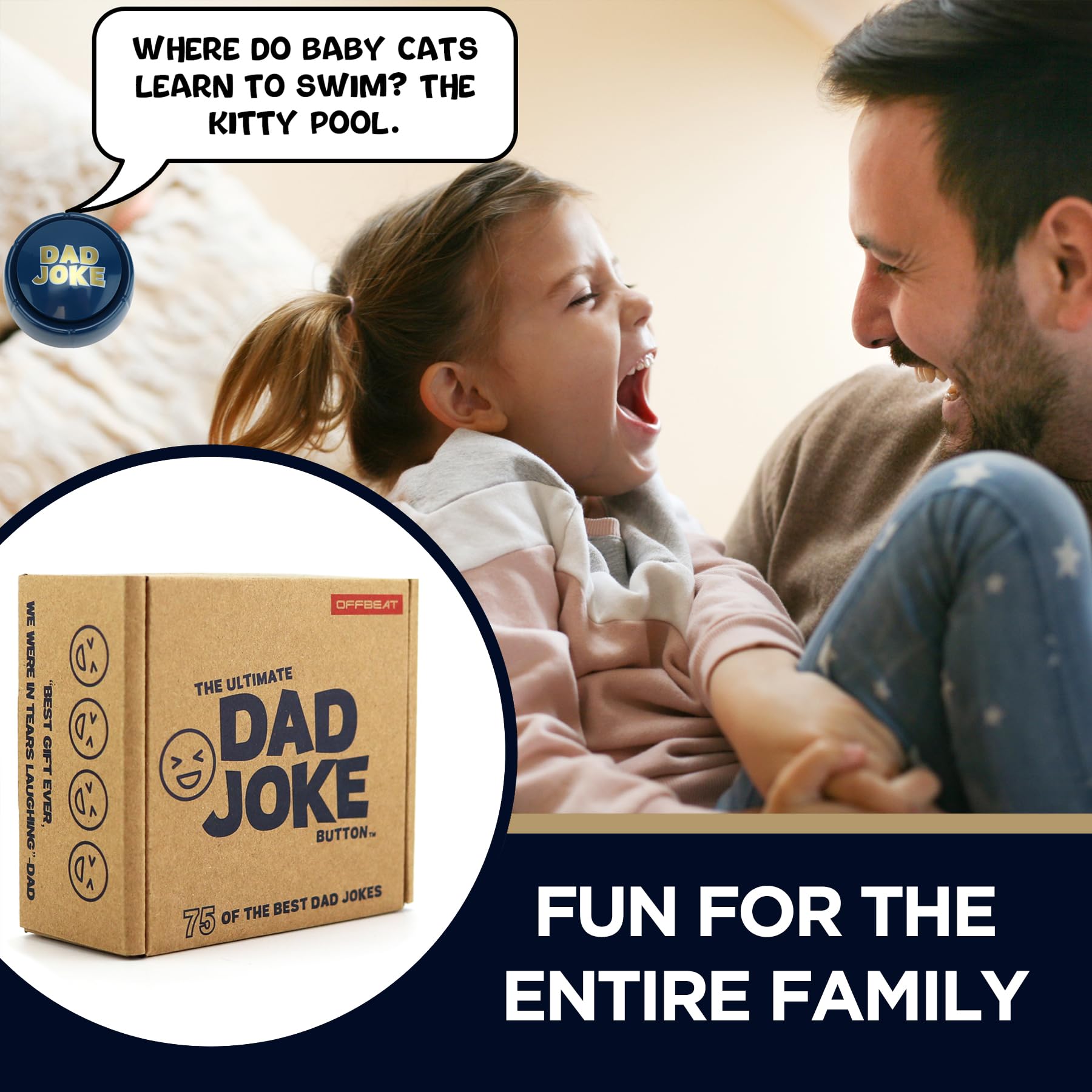The Ultimate Dad Joke Button Funny Gift for Dads and Kids 75 Hilarious Dad Jokes - Ready to Gift Box, Fun for Dads, Kids, Grandpa, Uncles, The Gift of Laughs, Perfect Stocking Stuffer